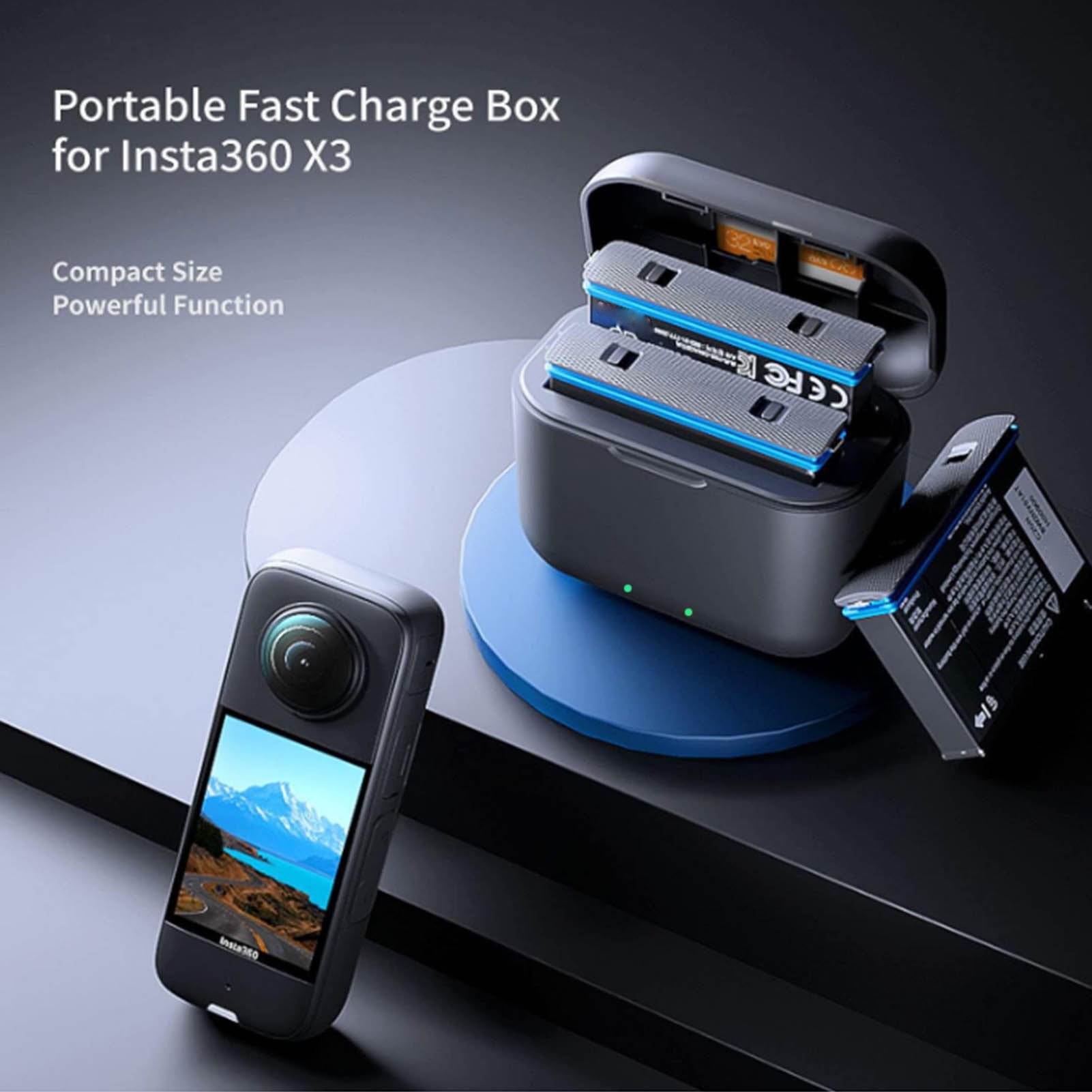 DUAL CHANNEL BATTERY CHARGER FOR SPORTS CAMERA INSTA360 X3 Packaging status original