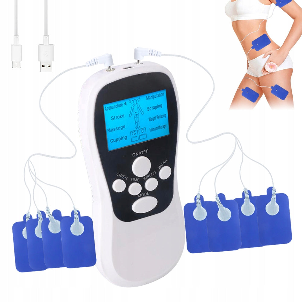 DUAL CHANNEL ELECTRONIC PULSE MASSAGER 8 MODES 15 LEVELS LCD