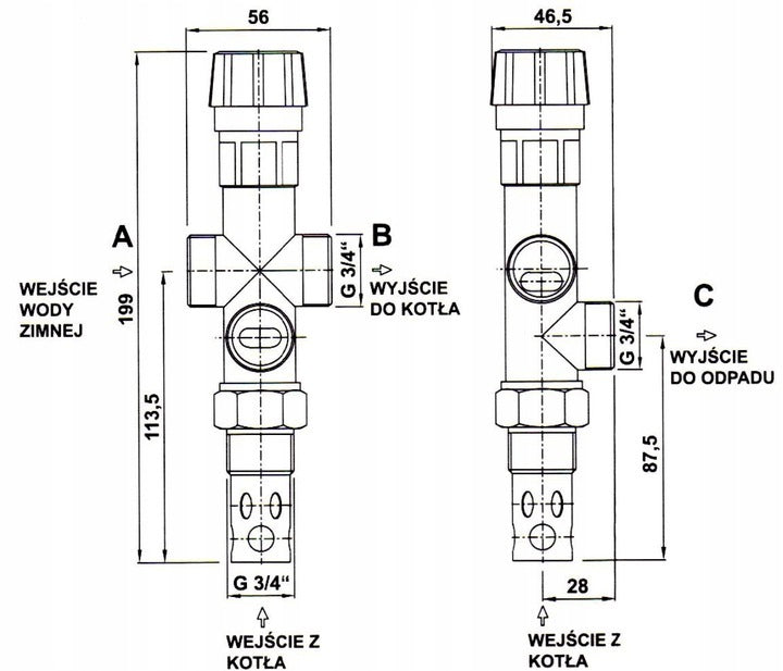 DUAL FUNCTION COOLING VALVE DBV1 3/4" Manufacturer code BWT1135