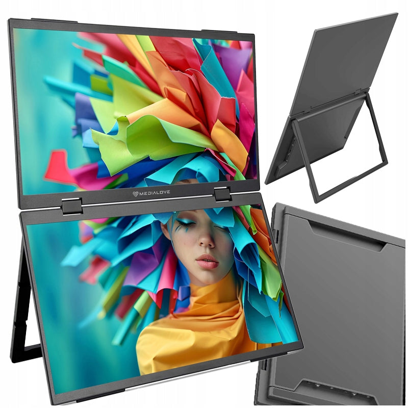 DUAL PORTABLE LED MONITOR FOR LAPTOP PHONE 15,6 INCH FOLDING VESA