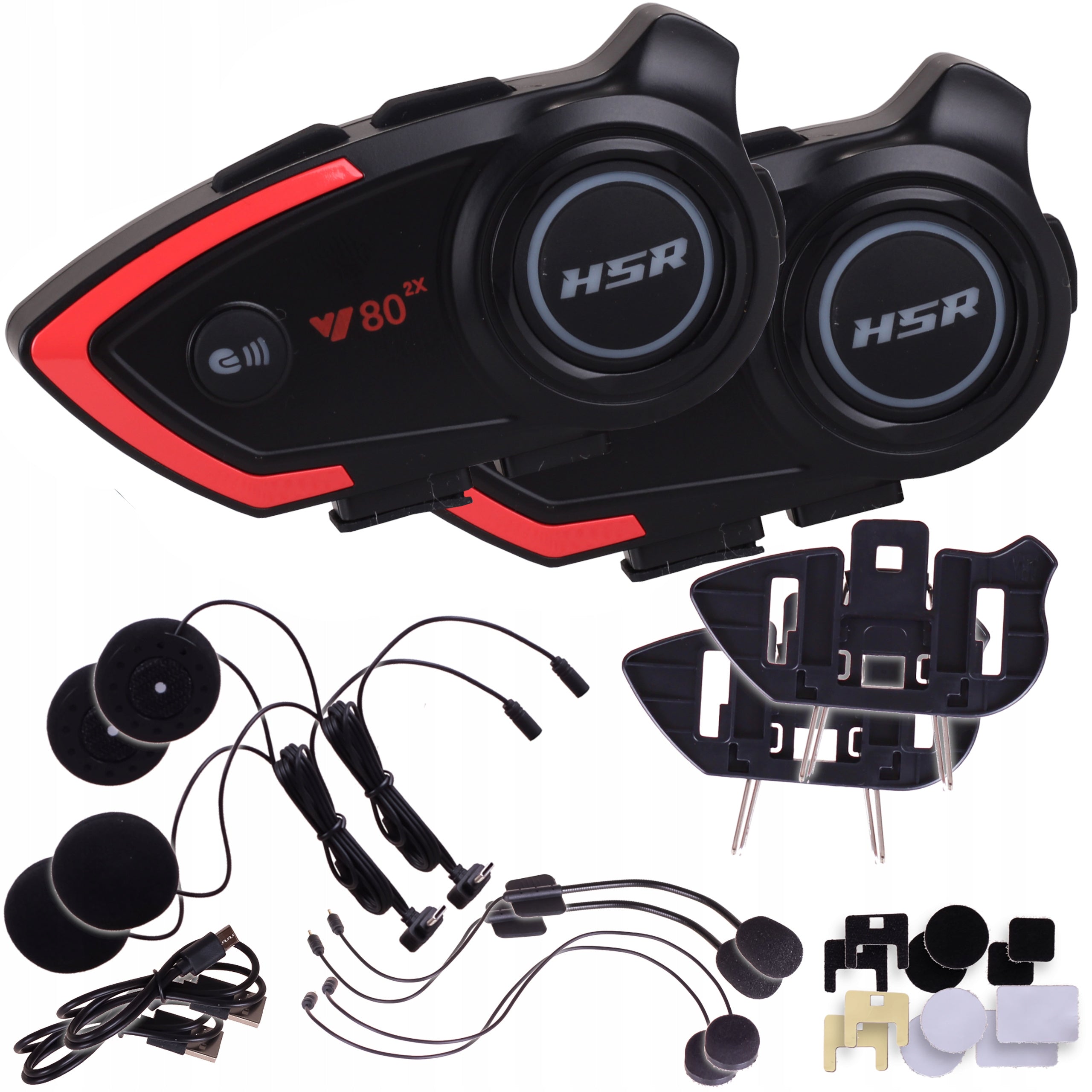 DUAL SET OF MOTORCYCLE INTERCOMS V80 BLUETOOTH SPEAKERS