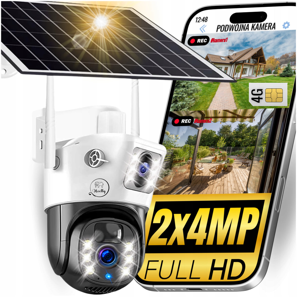 DUAL SOLAR CAMERA 2IN1 4G 2X4MP OUTDOOR ROTATING WIRELESS