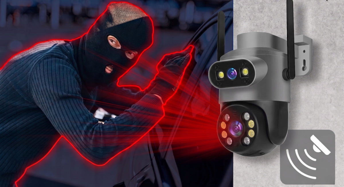DUAL WIFI CAMERA OUTDOOR ROTATING 8MPX ULTRA HD TRACKING MICROPHONE Manufacturer code PODWÓJNA OBROTOWA AUDIO 8MP PODCZERWIEŃ LED