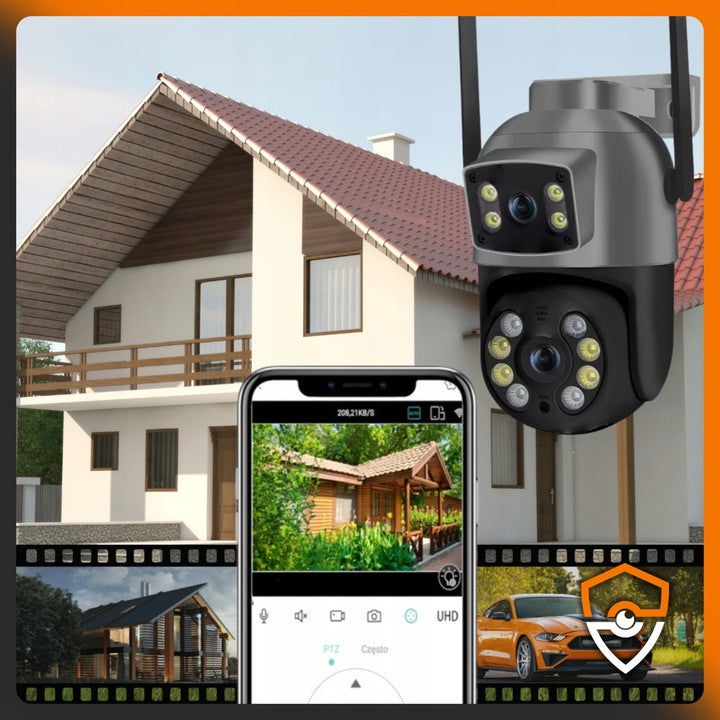 DUAL WIFI CAMERA SMART OUTDOOR ROTATING 8MPX ULTRAHD ZOOM APP Brand Eurolook