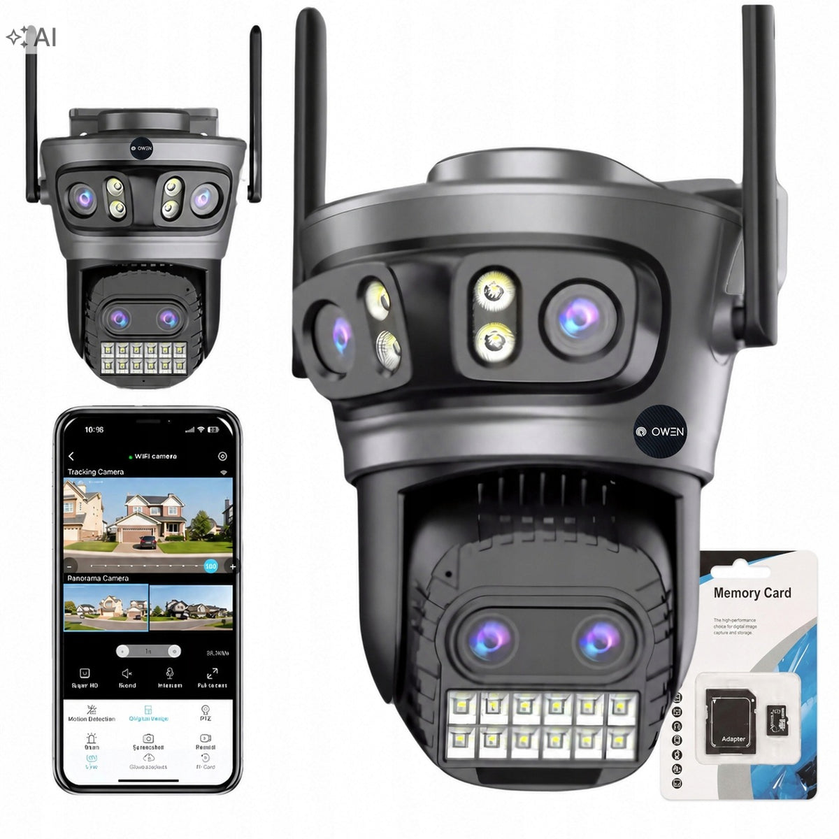 DUAL WIFI IP CAMERA ROTATING SMART OUTDOOR QHD 4x 5MP ZOOM GOODRAM