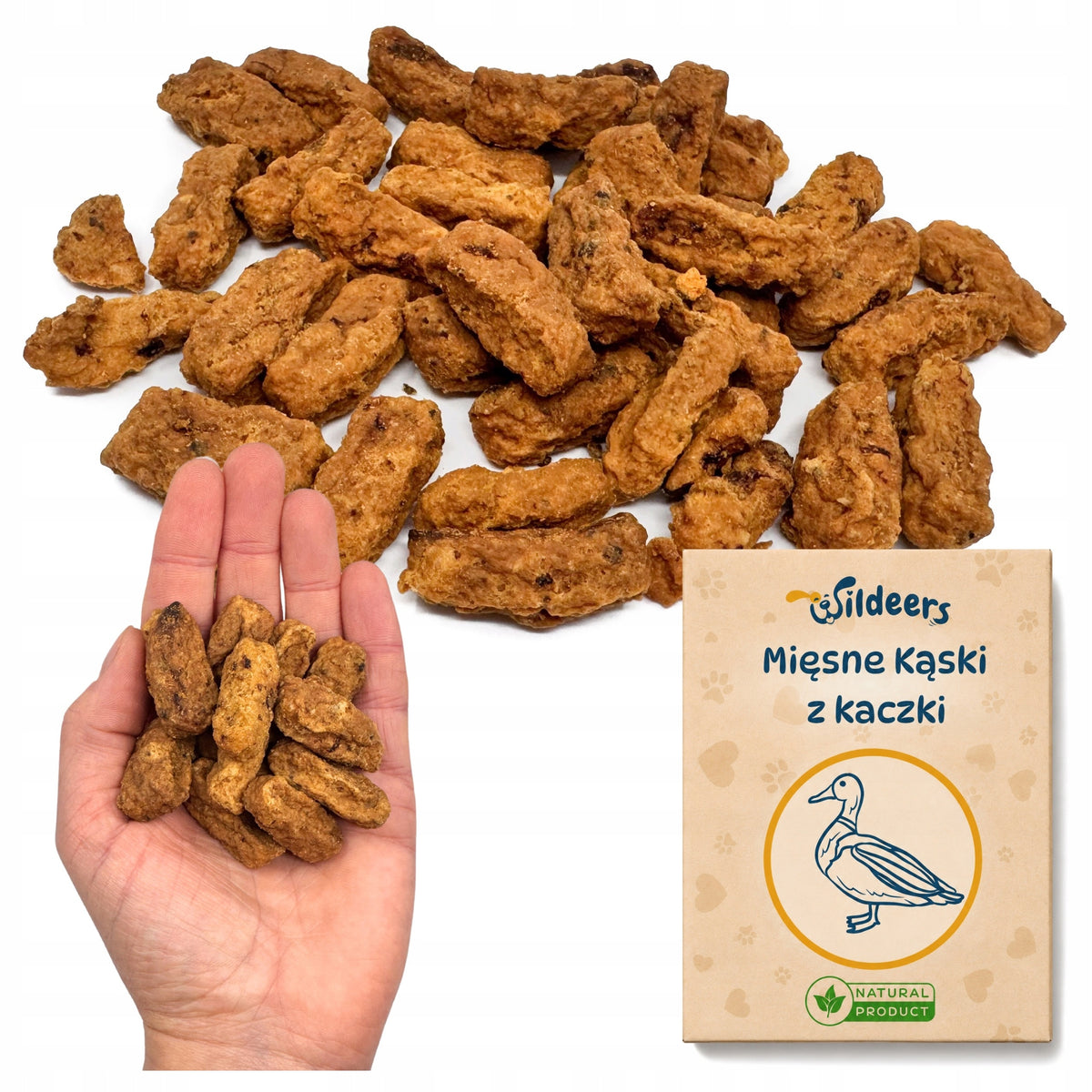 DUCK DOG TREATS WITH ANTLERS DELICIOUS SOFT SNACK MORSELS 100g