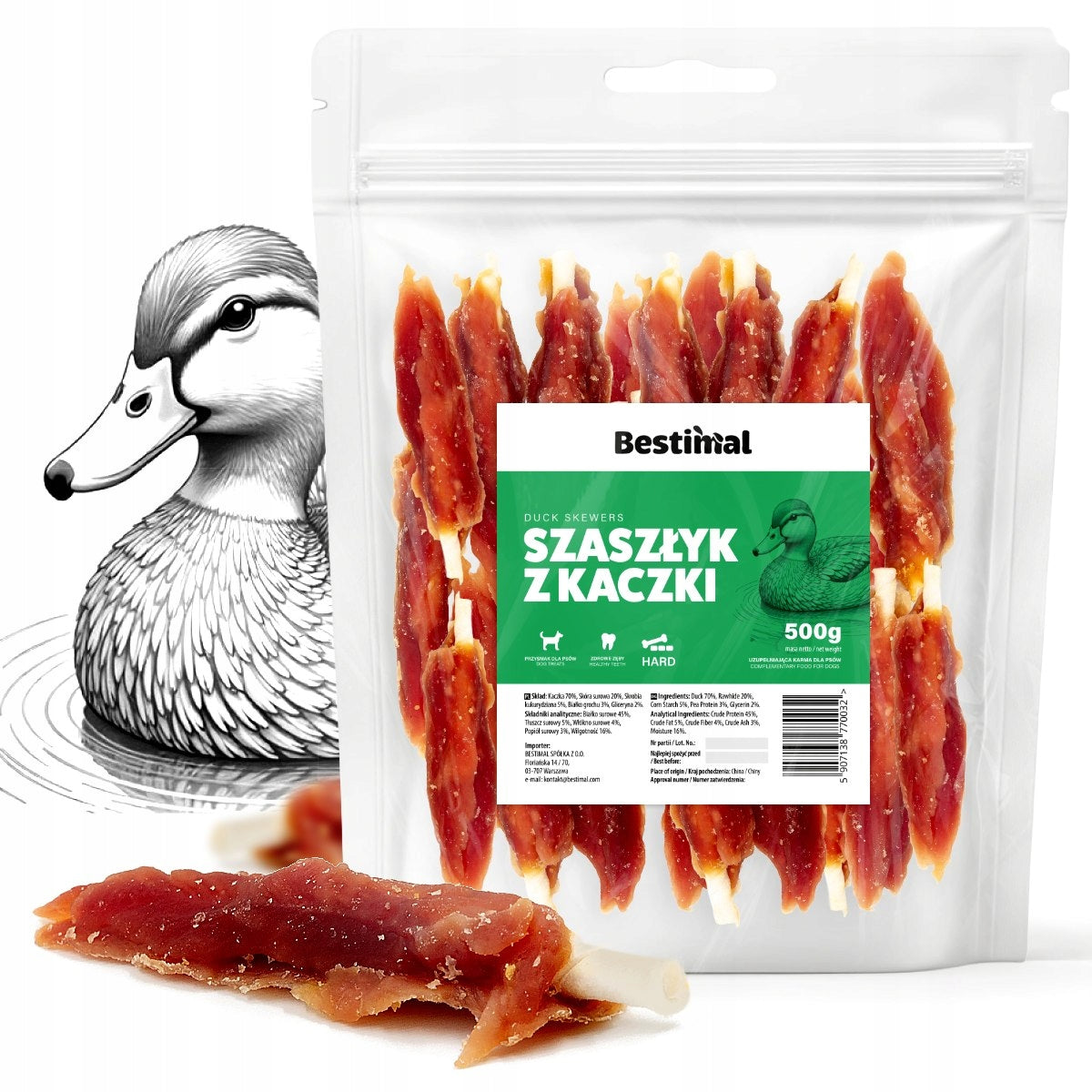 DUCK SKEWERS 500g DUCK BREAST ON A STICK TREATS FOR DOG FLAVORS