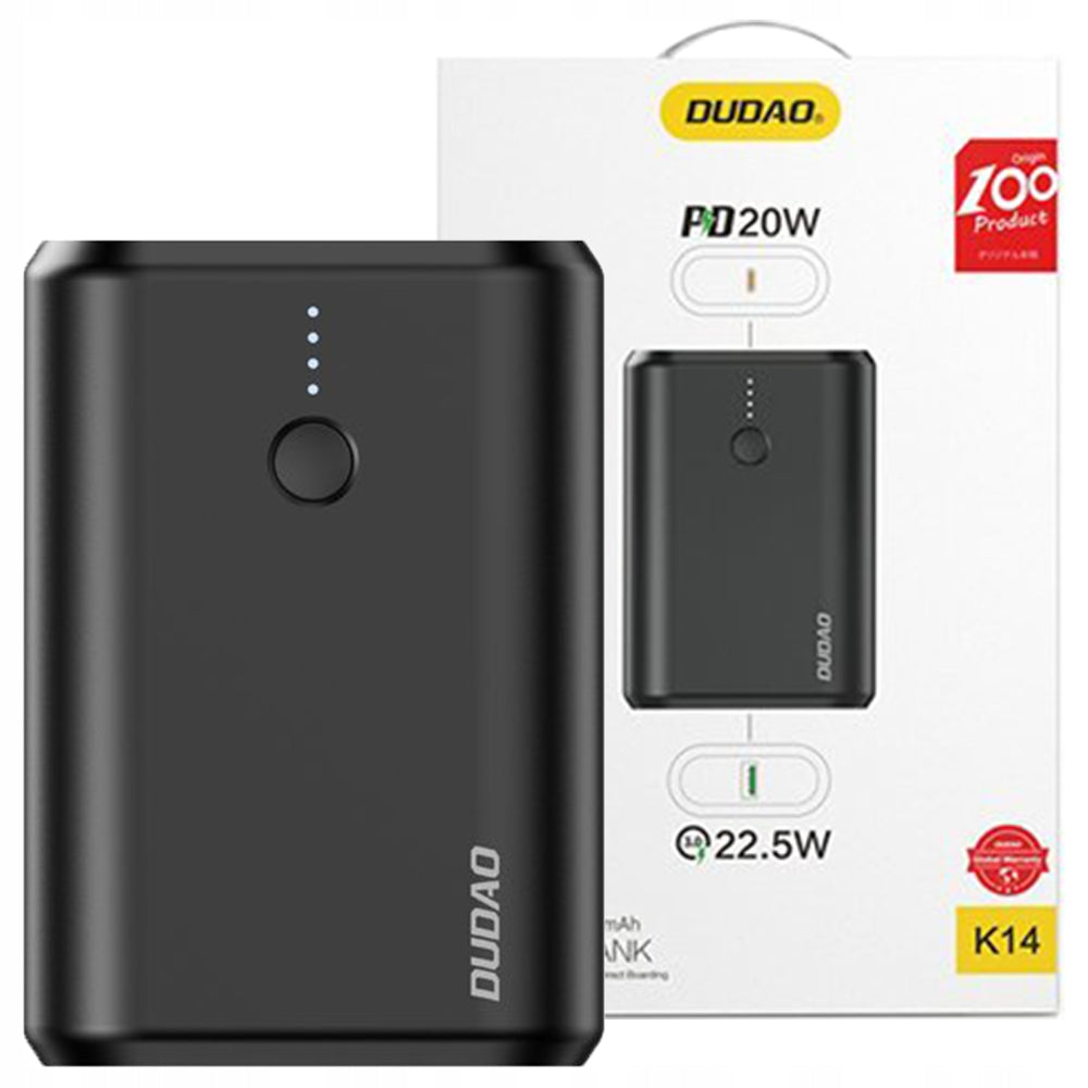 Externer Akku Dudao 10000 mAh Quick Charge 3.0 22,5W, schwarz (K14_Black) 