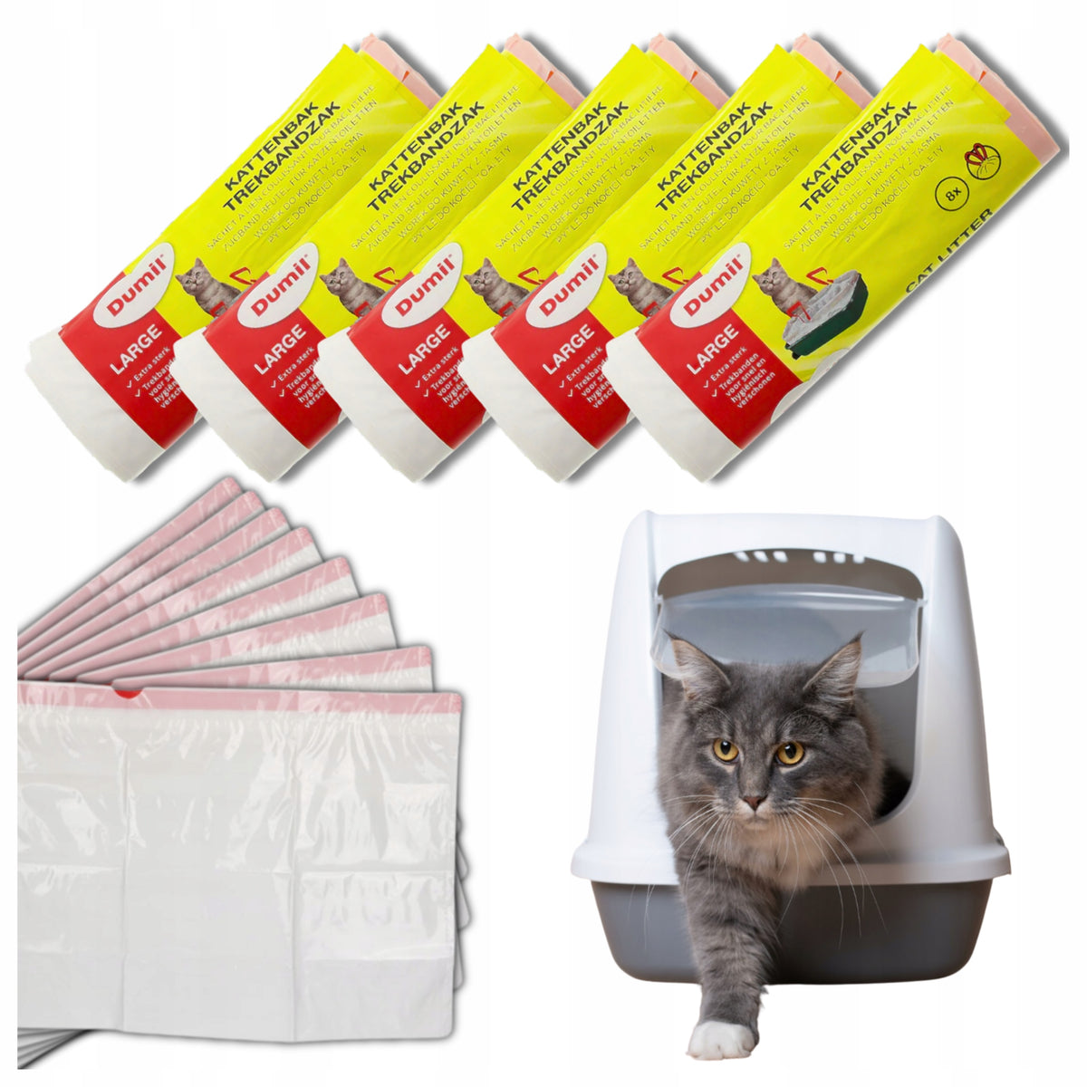 DUMIL LITTER BOX BAGS WITH TAPE DURABLE STRONG XL 40pcs