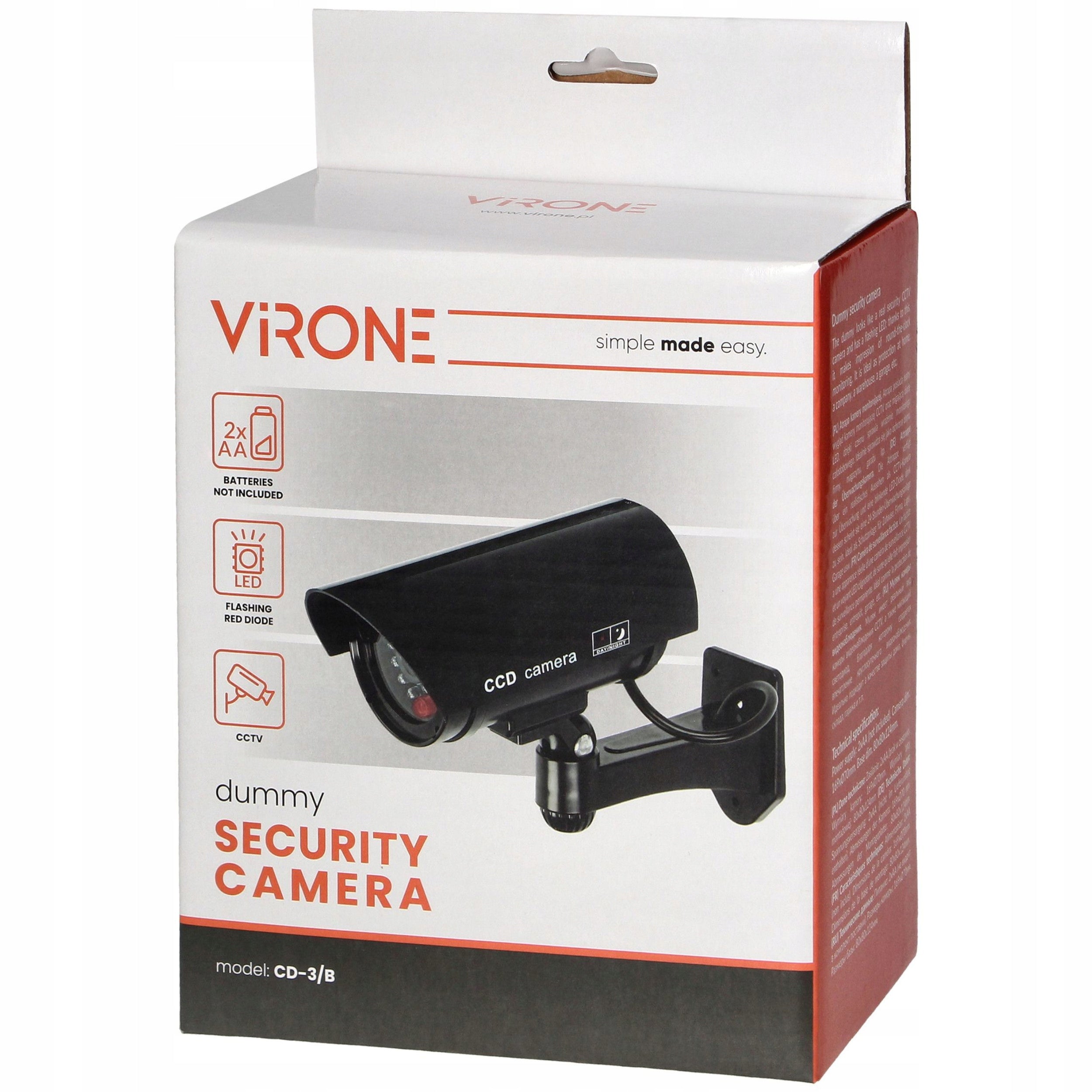 DUMMY CAMERA OUTDOOR CCTV SURVEILLANCE CAMERA WITH BATTERY OPERATED LED Manufacturer code CD-3/B