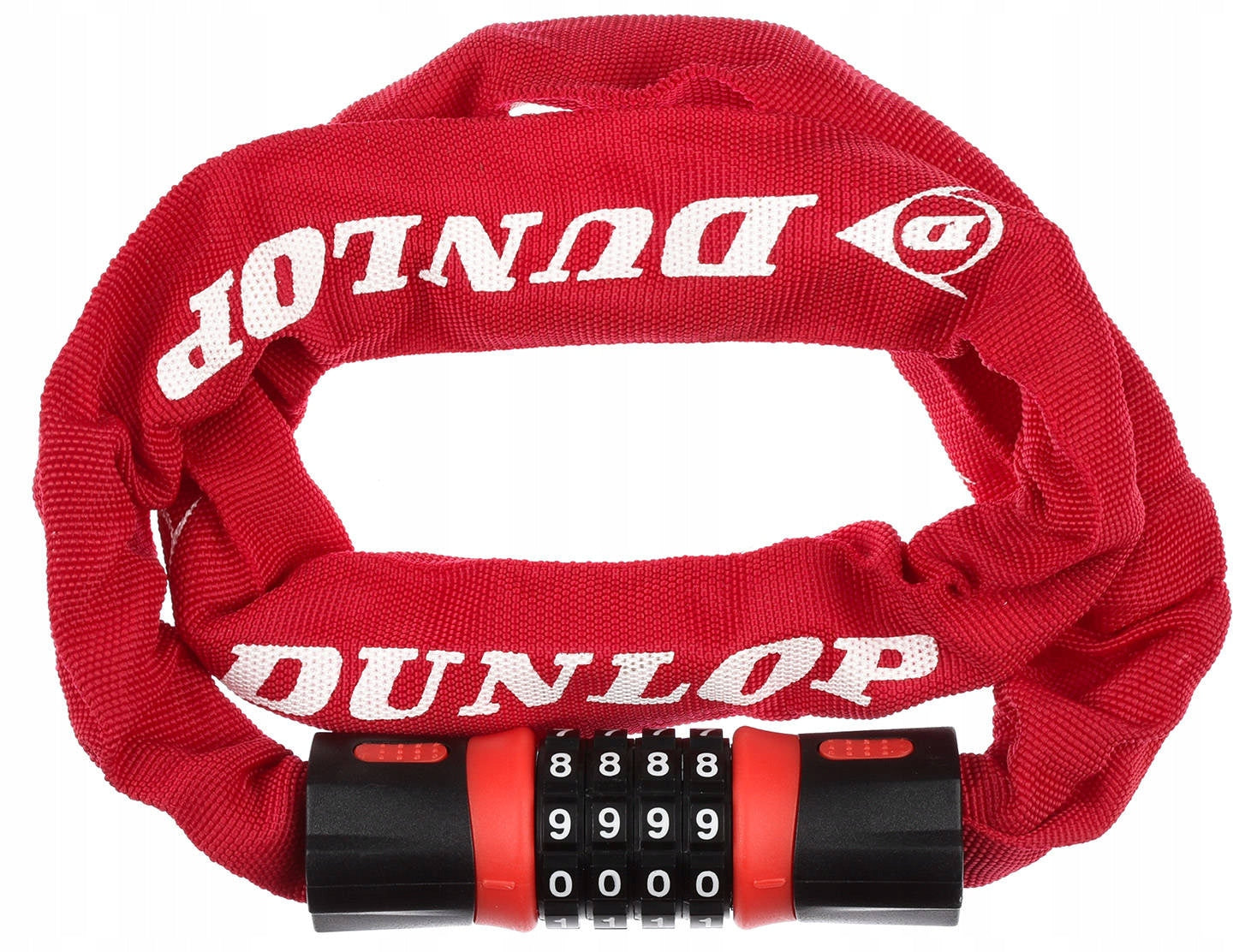 DUNLOP BICYCLE CLASP COMBINATION LOCK CHAIN CORD 90CM RED
