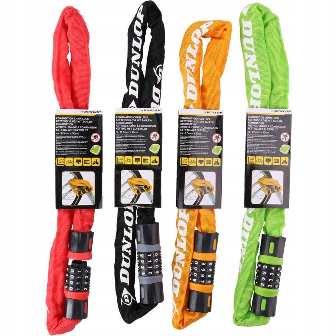 DUNLOP Bicycle clasp hardened chain CIPHER 90 cm x Ø 5 mm ORANGE Packaging status original