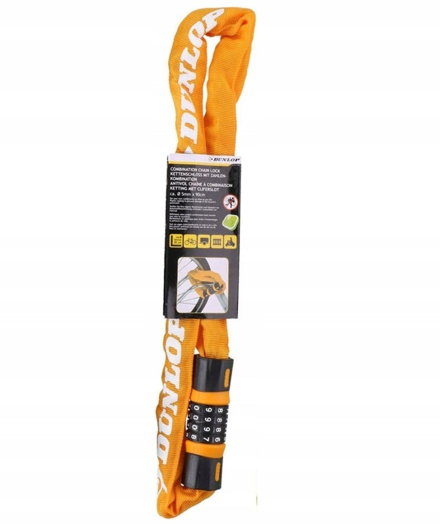 DUNLOP Bicycle clasp hardened chain CIPHER 90 cm x Ø 5 mm ORANGE