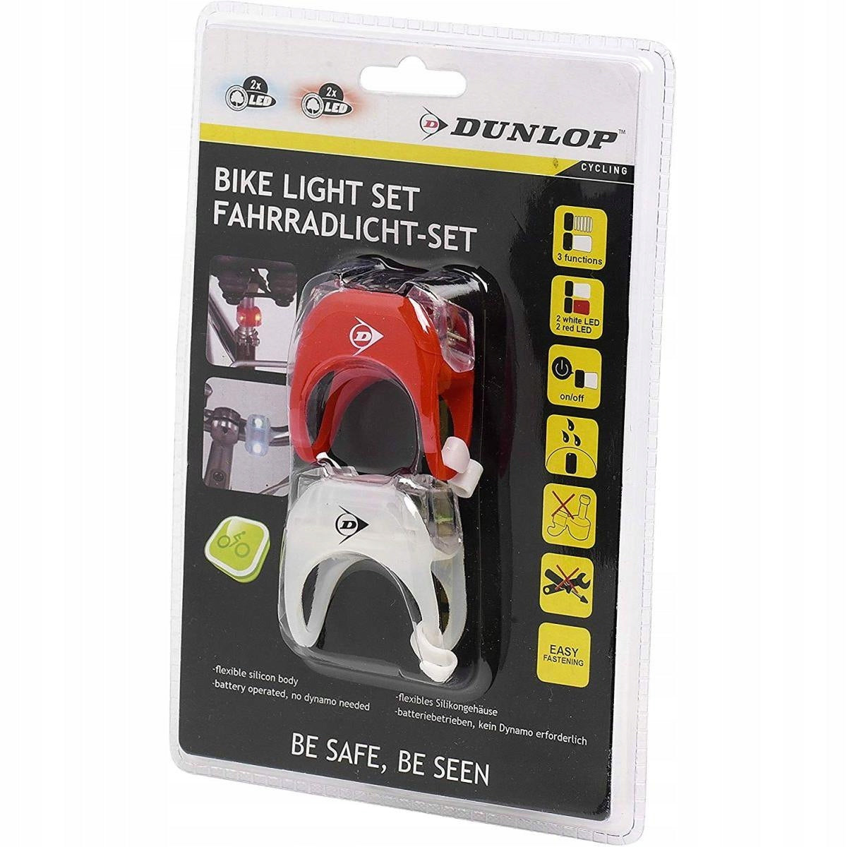 DUNLOP SET OF SILICONE LAMPS LED BICYCLE LIGHT 2 LED FRONT + REAR Brand Dunlop
