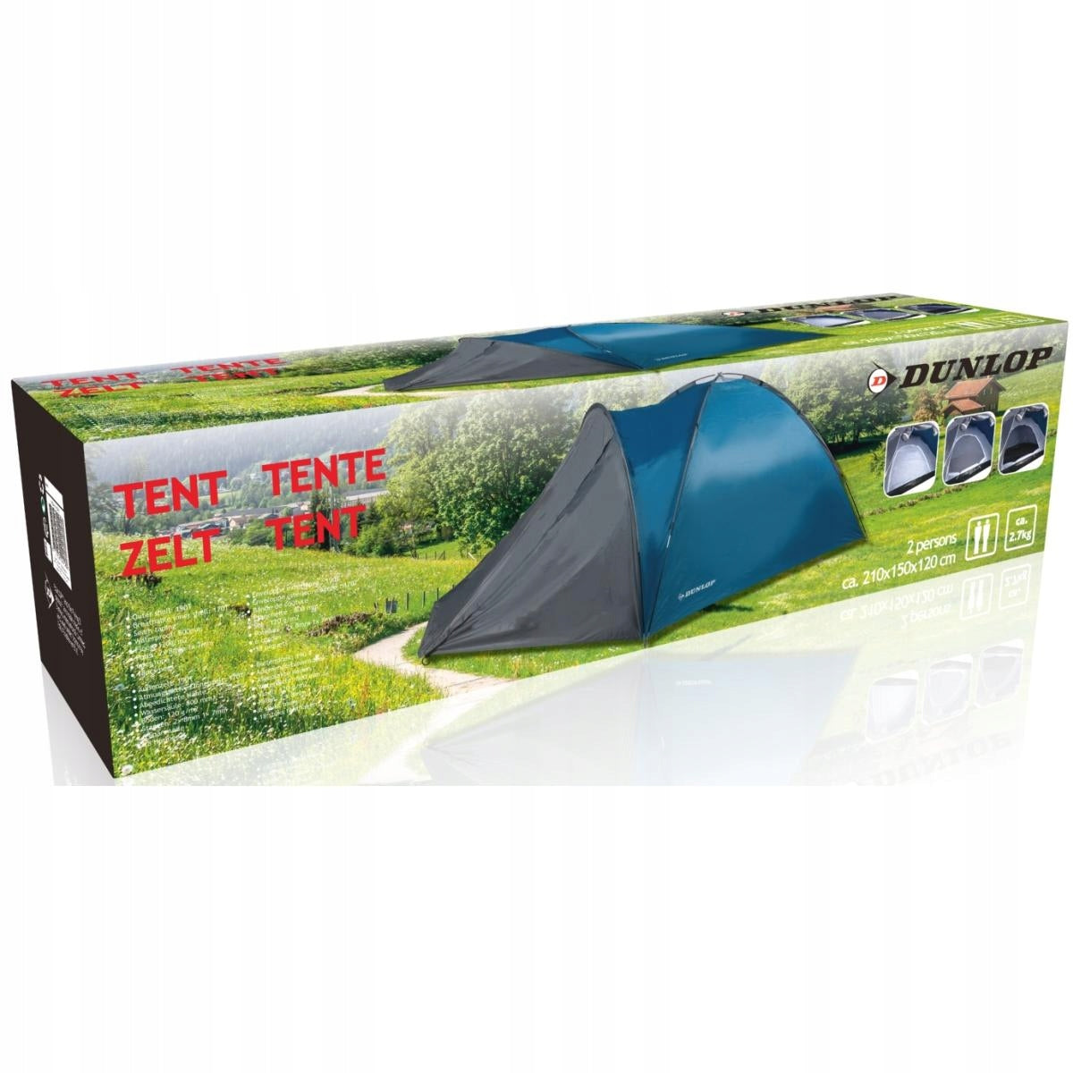 DUNLOP TENT 2 PERSON IGLO WITH VESTIBULE Color blue