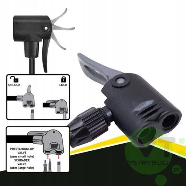 DUNLOP pump with pressure gauge 230Psi 16 BAR Schrader Presta 3 x needle Manufacturer code 573786