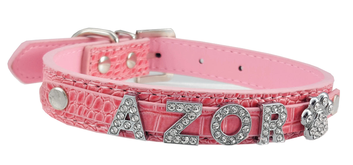 DURABLE COLLAR WITH CAT DOG NAME IDENTIFIER DIAMONDS COLORS S Brand DKM