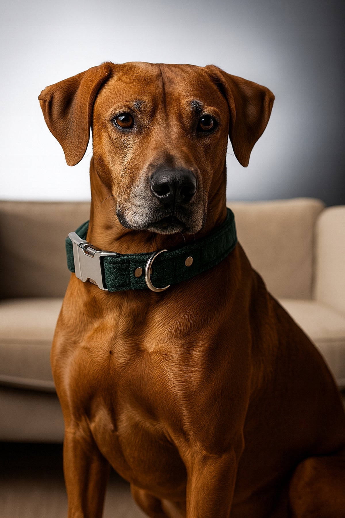 DURABLE DOG COLLAR, VELOUR DOG COLLAR - BOTTLE GREEN, L Manufacturer code COLLVELBZL