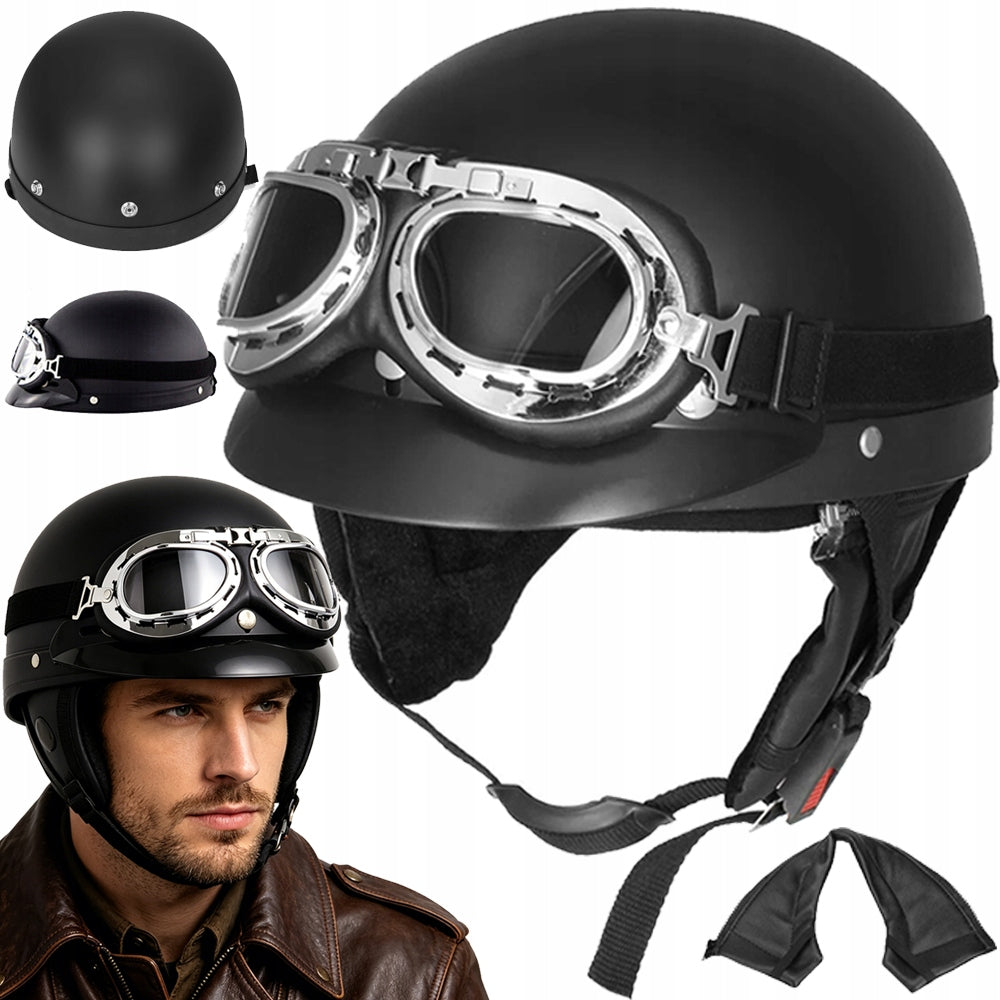 DURABLE MOTORCYCLE HELMET ABS WITH SCARF GOGGLES REMOVABLE COVER FOR SCOOTER