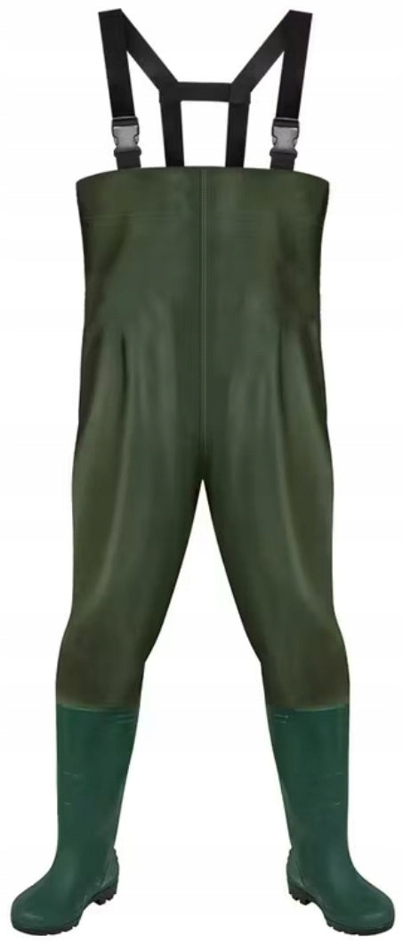DURABLE PVC WADERS TROUSERS NECO ADJUSTABLE SHOULDER STRAPS SIZE. 44 Packaging status original
