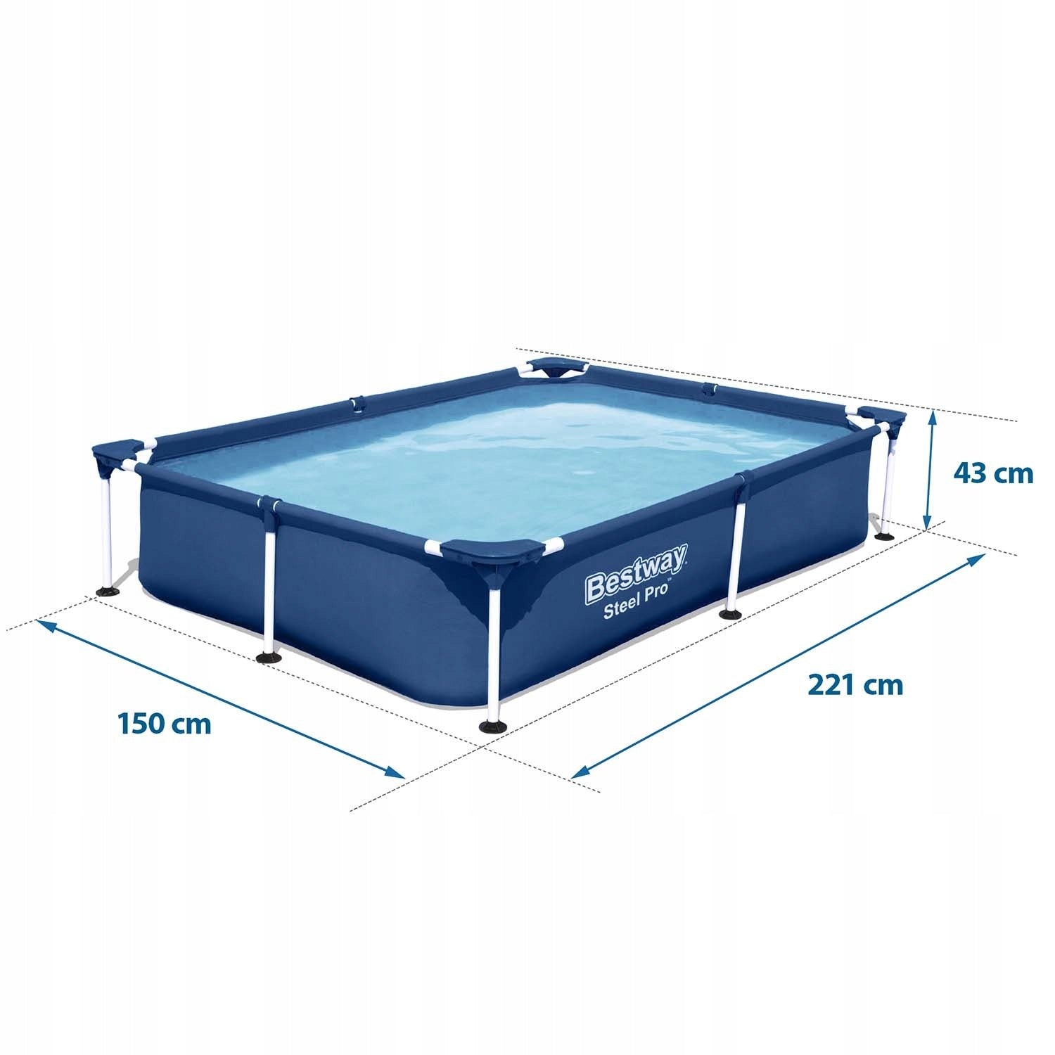 DURABLE Rectangular frame pool 221x150x43 cm SET Bestway 56401 Brand Bestway