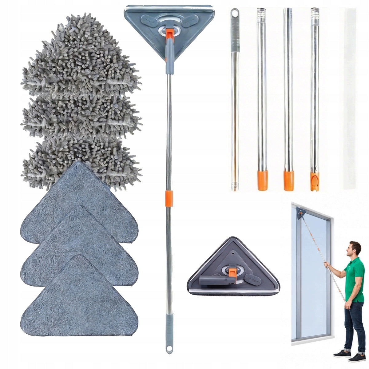 DUST FINISH WALL CLEANING MOP + TELESCOPIC POLE 63.5-215.9CM