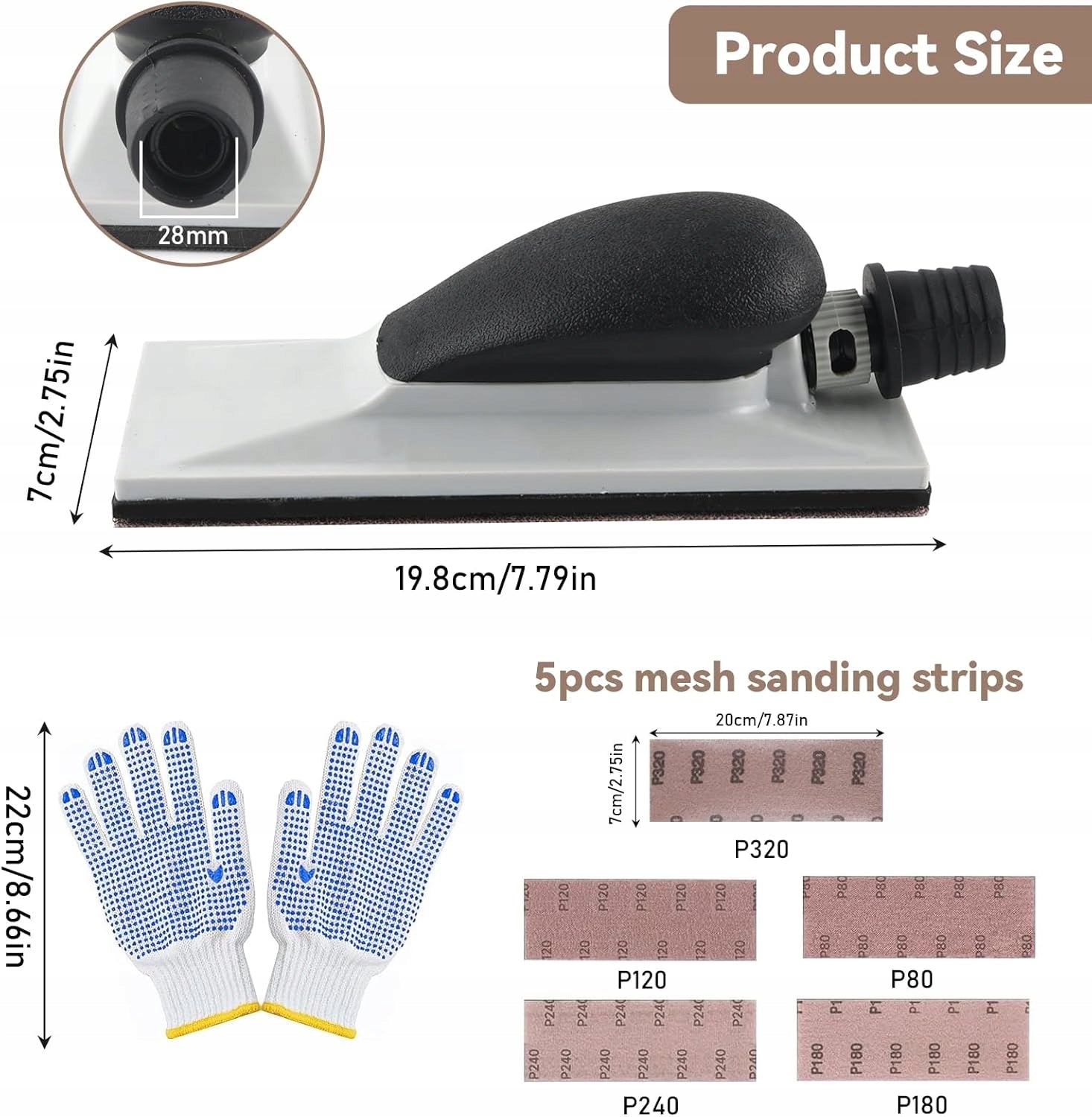 DUST-FREE HAND GRINDER 200 X 70 MM SET OF 5 STRIPS AND BLOCKS Brand Handy