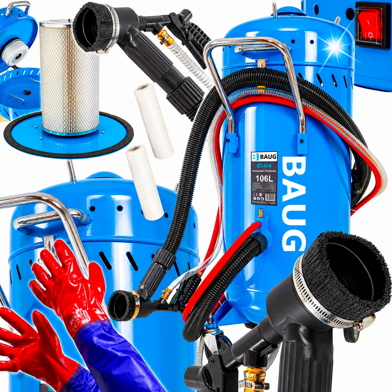 DUST-FREE SIPHON SANDBLASTER 106L LARGE SANDBLASTING WITH SUCTION VACUUM CLEANER