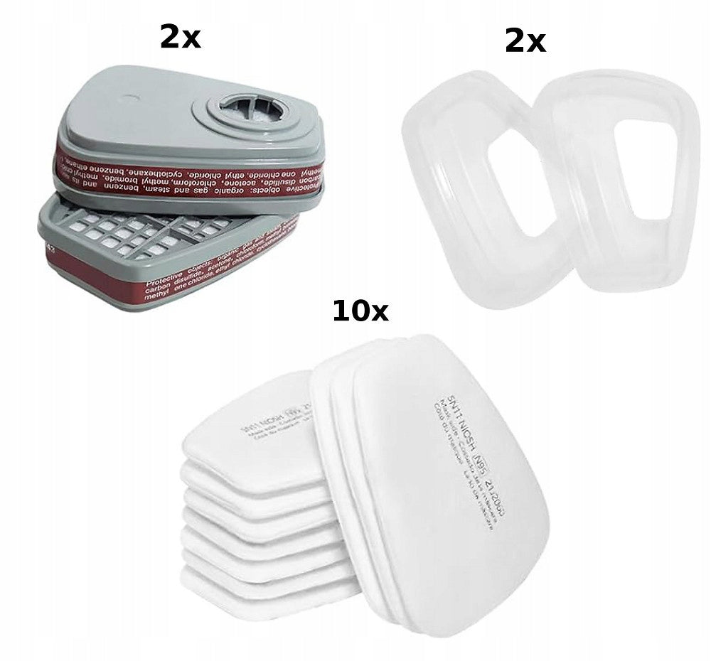 DUST MASK 6800 PROTECTIVE + 2 CARBON CARTRIDGES + 12 FILTERS Medical device no