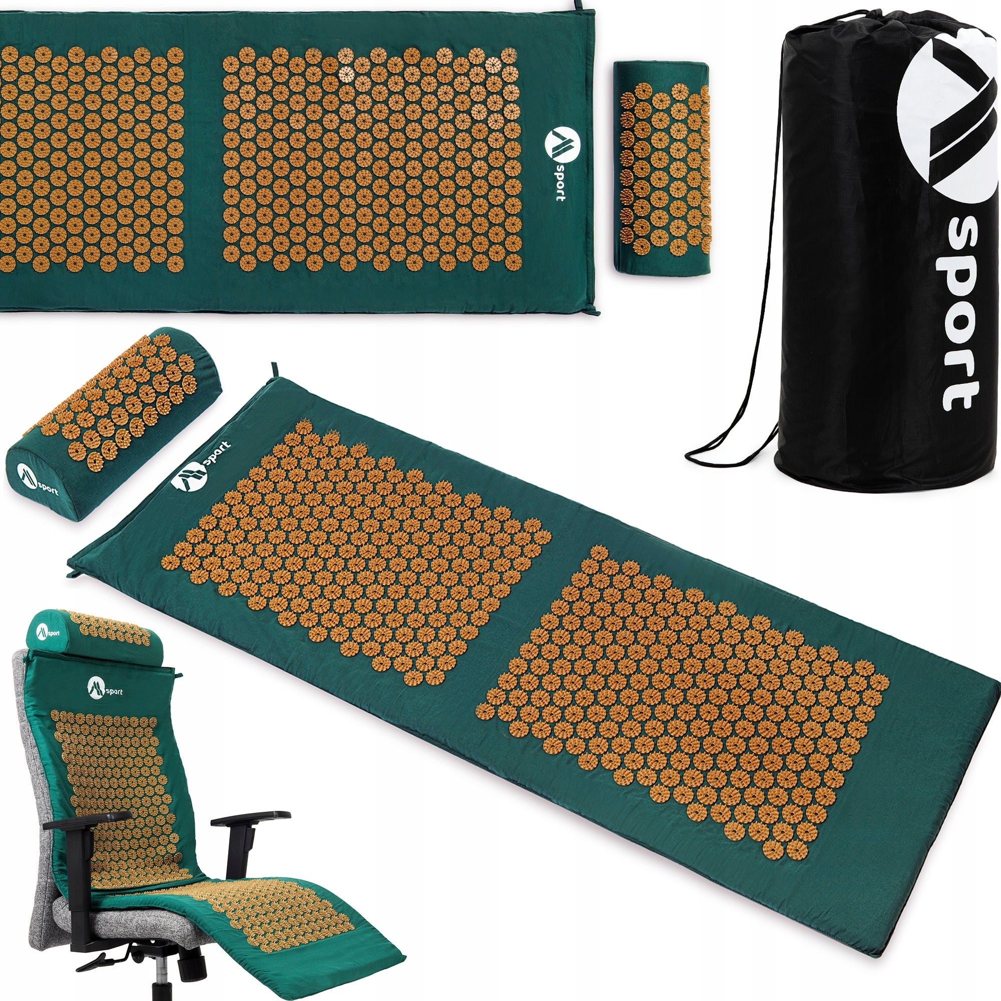 Double Health Akupressurmatte, Kissen und Tasche, Grün 