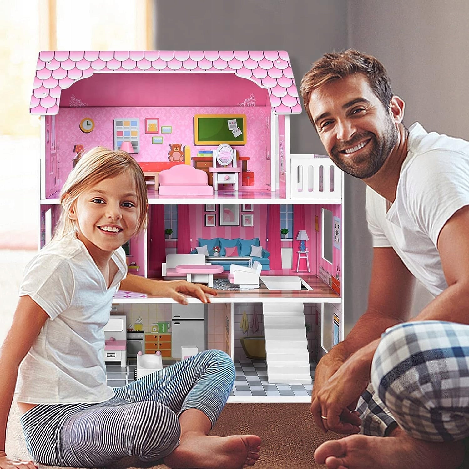 Medinis MDF lėlių namas 70 cm Lulilo Trikito 70CM