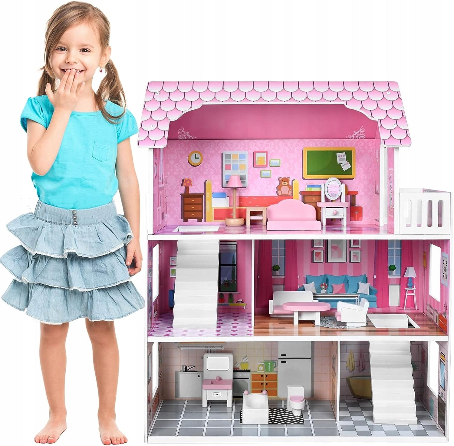 Medinis MDF lėlių namas 70 cm Lulilo Trikito 70CM