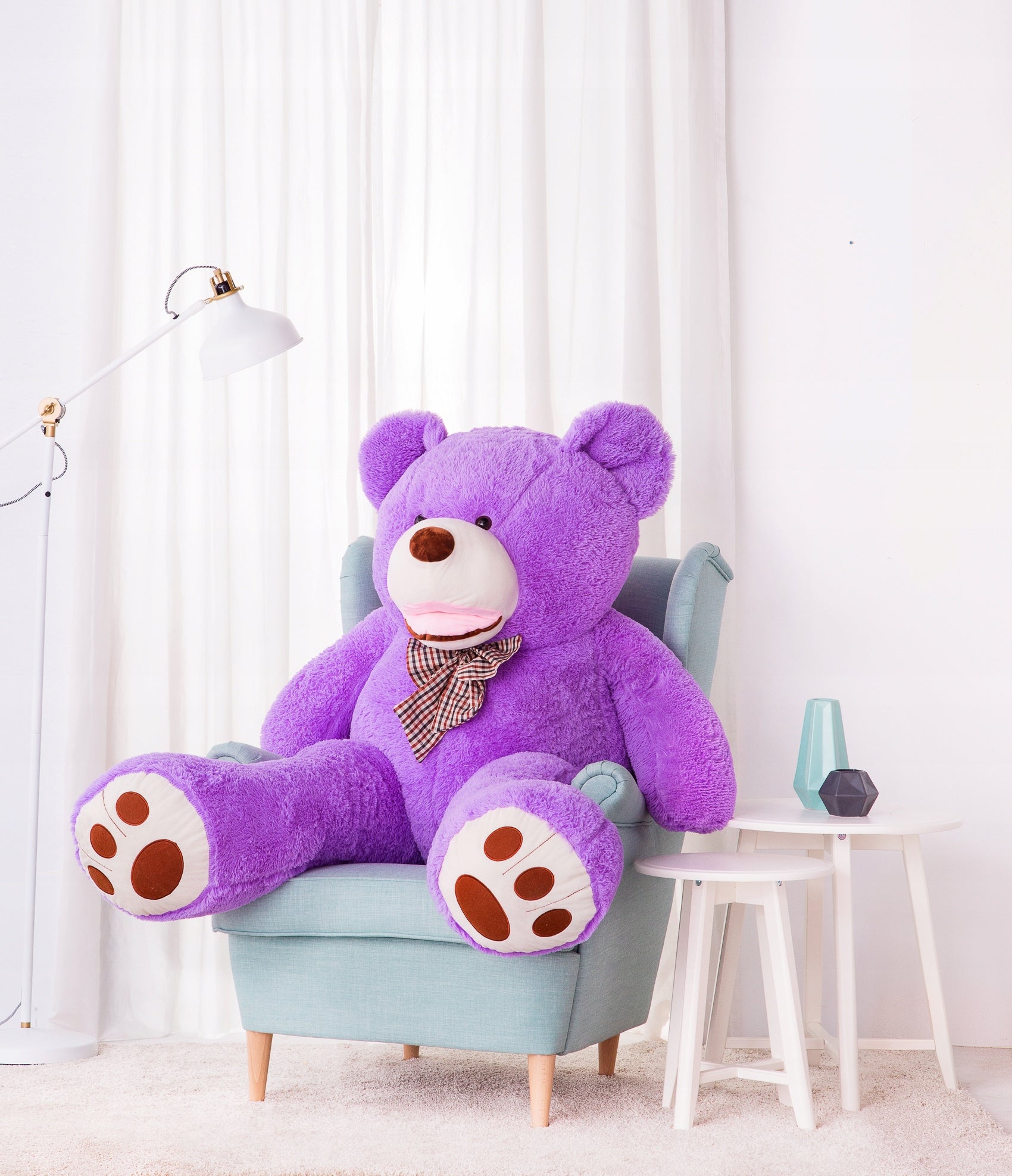 Didelis Pliušinis Meškiukas Bobo 160 Cm, Violetinis, Minkštas Žaislas