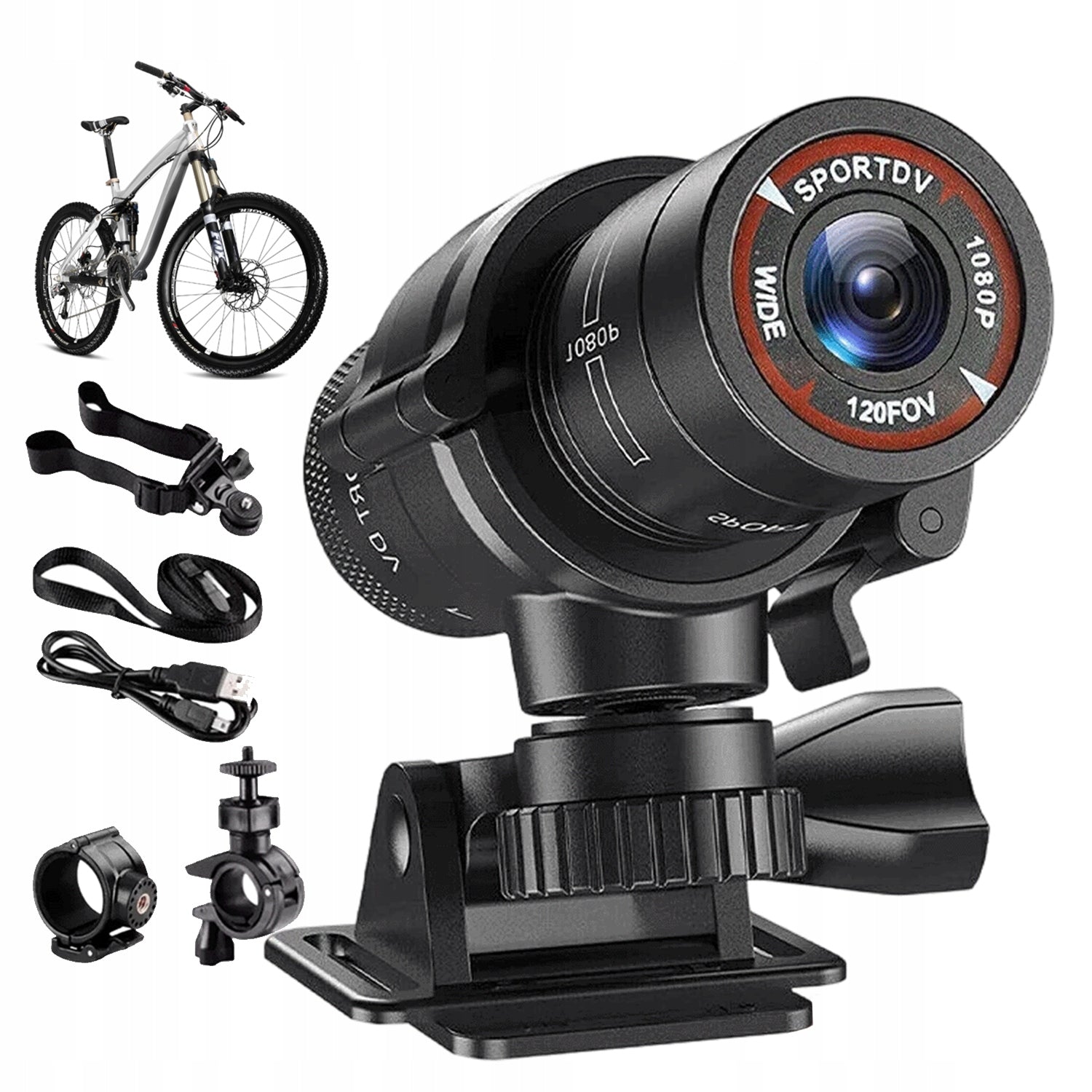 DV SPORTS CAMERA FOR BIKE AND HELMET 1080P WIDE ANGLE 120° 2H RECORDING
