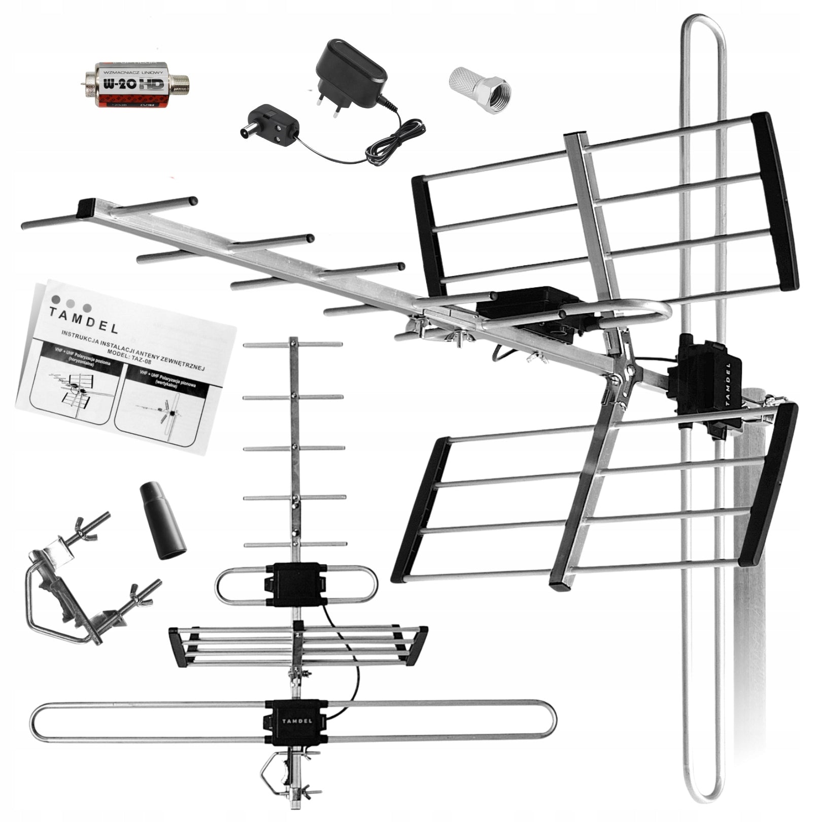 DVB-T2 COMBO MUX8 LTE 4K terrestrial TV antenna + amplifier + power supply Packaging status original