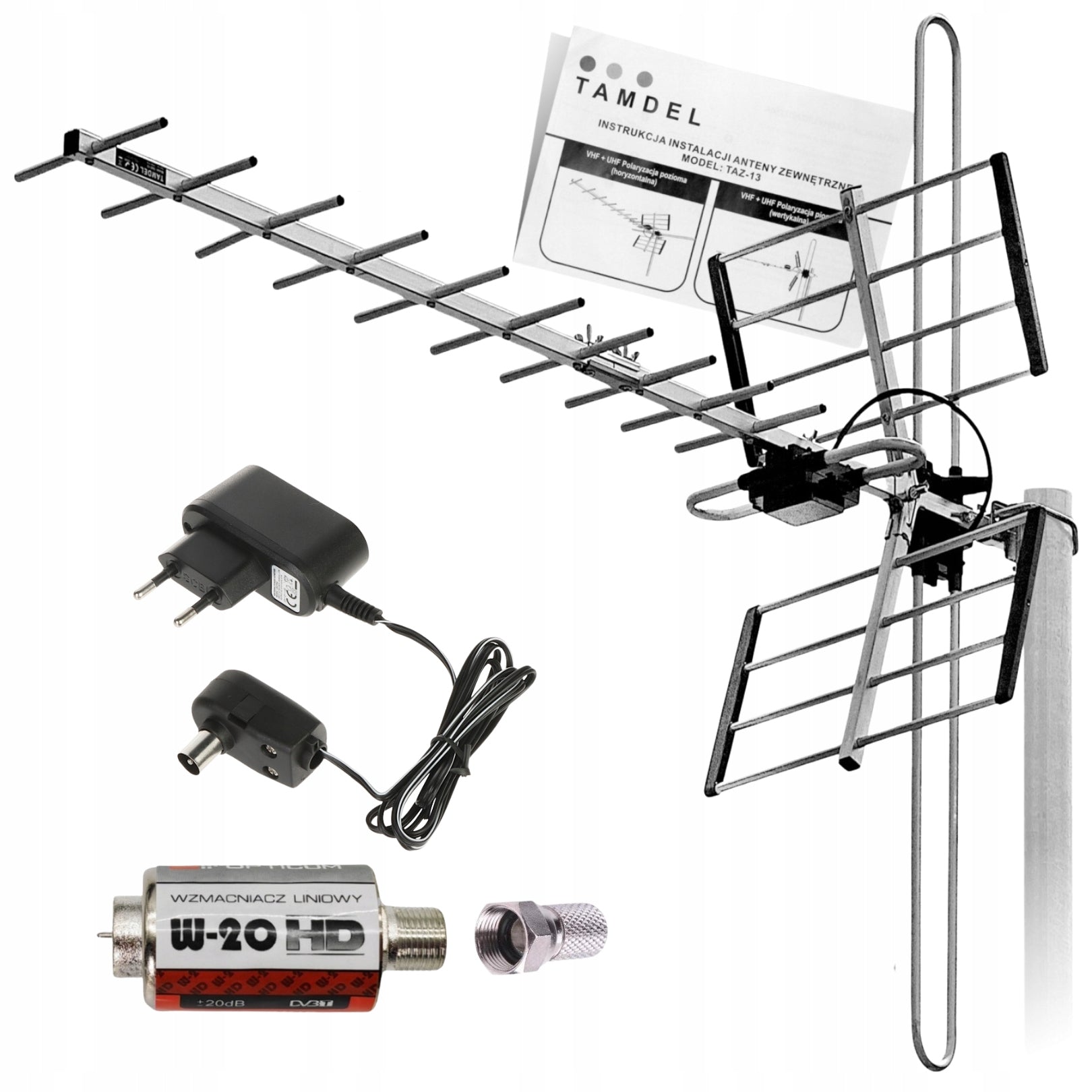 DVB-T2 COMBO MUX8 LTE 4K terrestrial TV antenna + power supply + amplifier