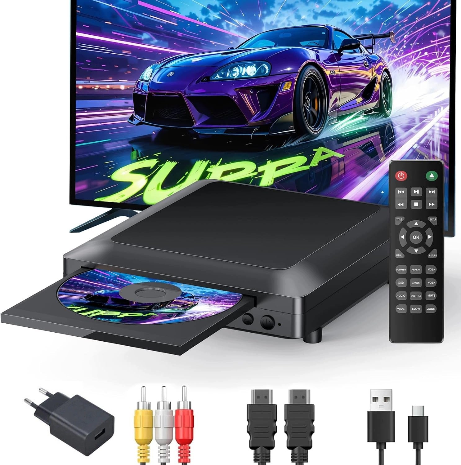 DVD HDMI USB PLAYER CD VCD EVD 1080P MULTI-FORMAT AV REMOTE