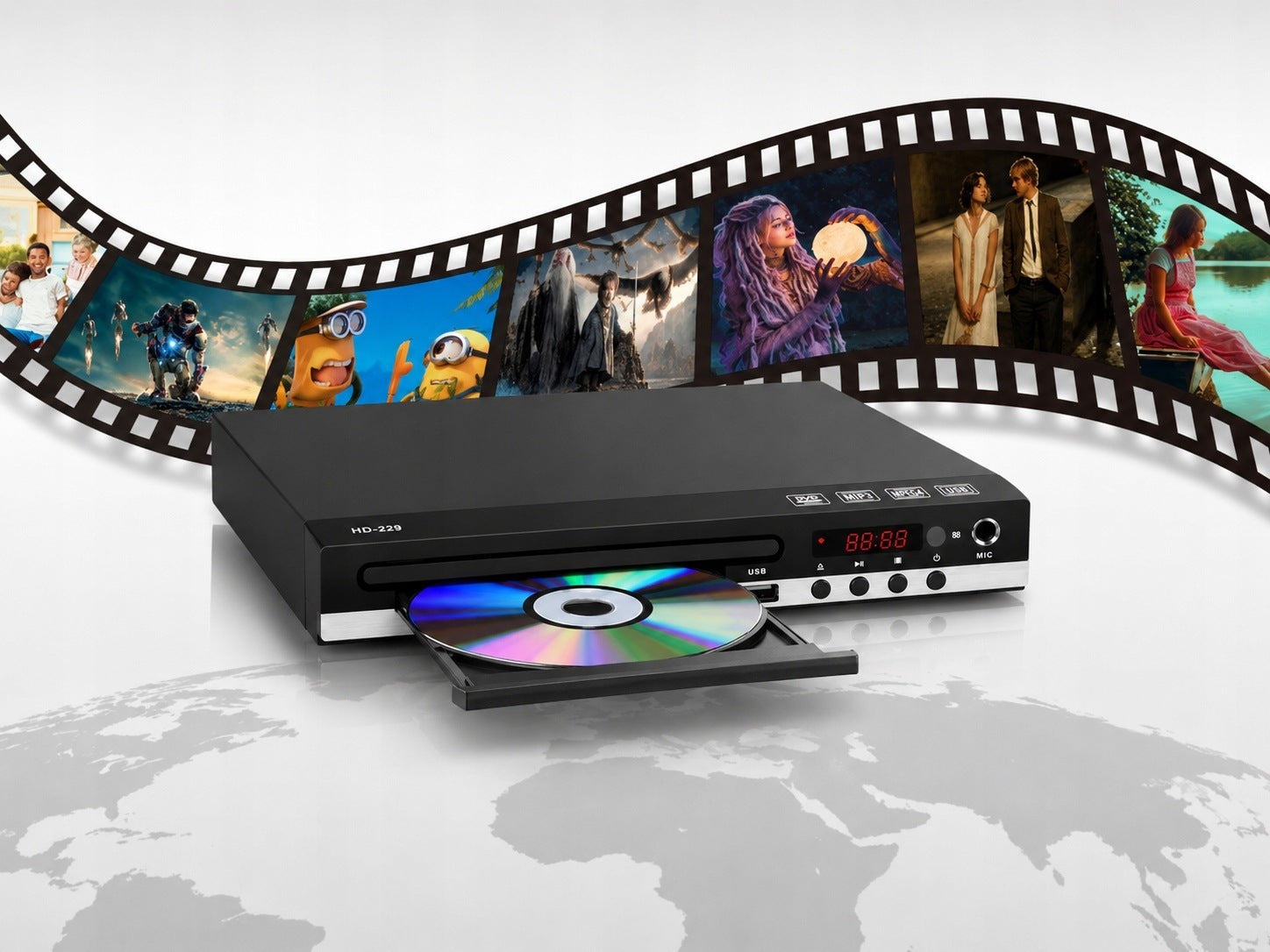 DVD PLAYER FOR TV 1080P CD VCD HDMI AV USB WITH REMOTE CONTROL Manufacturer code Odtwarzacz DVD/CD