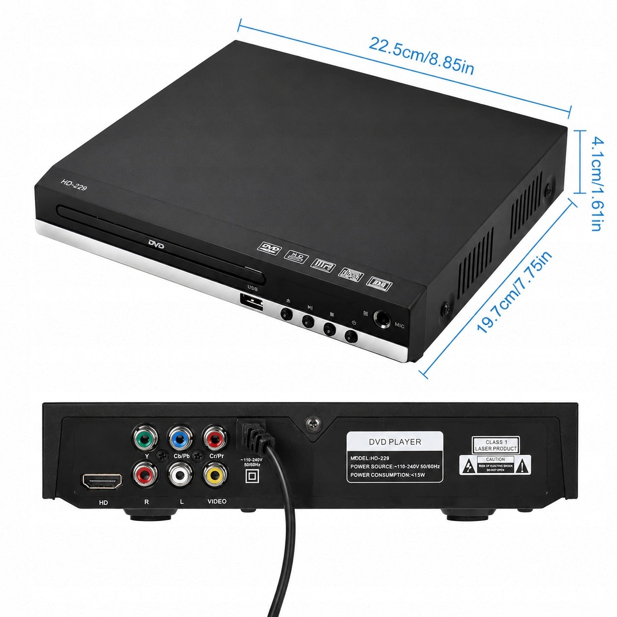 DVD PLAYER FOR TV 1080P CD VCD HDMI AV USB WITH REMOTE CONTROL Packaging status original