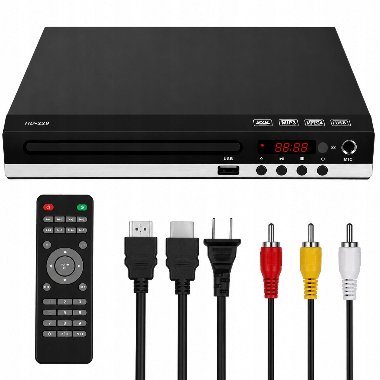 DVD PLAYER FOR TV 1080P CD VCD HDMI AV USB WITH REMOTE CONTROL
