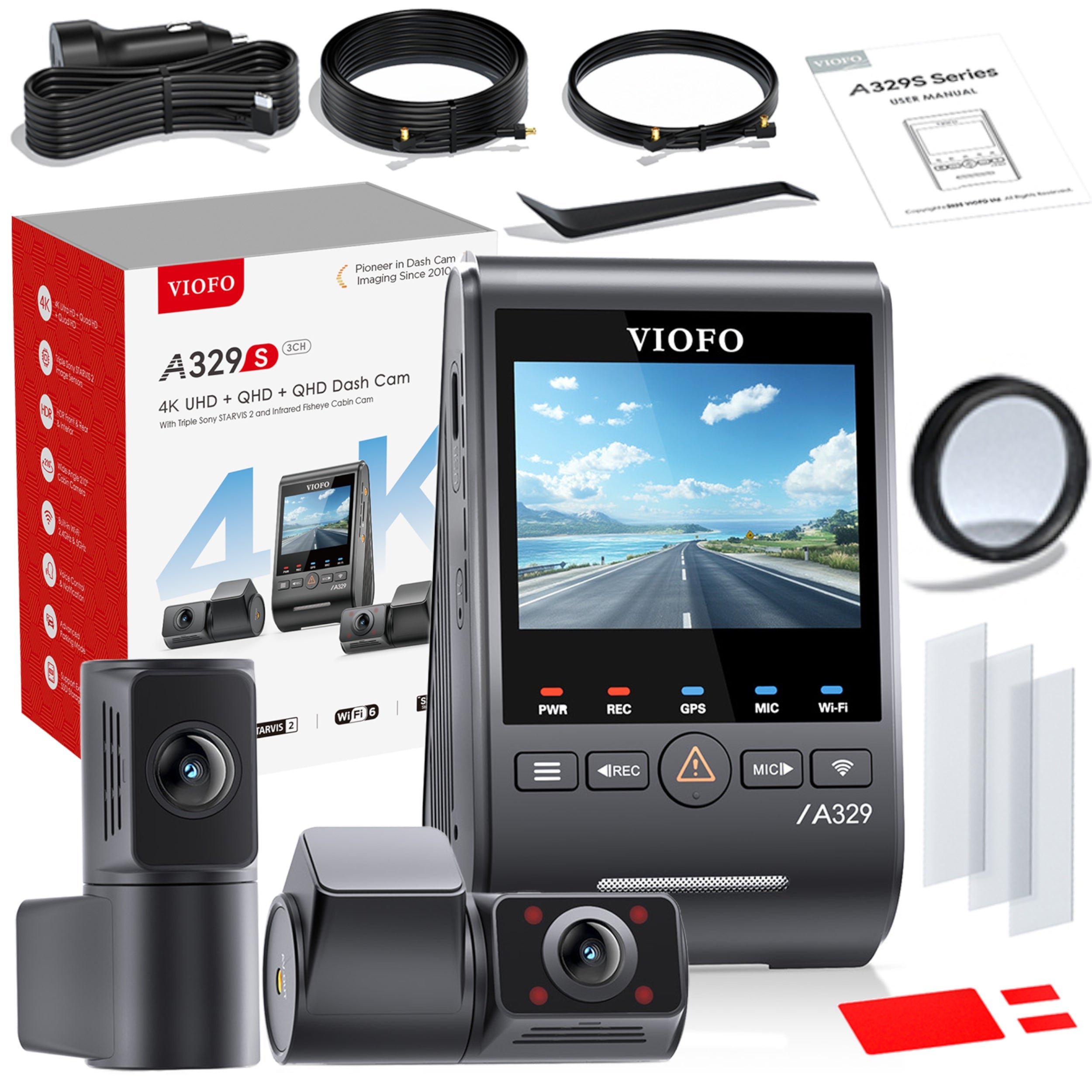 DVR CAR CAMERA VIOFO A329S 3CH 4K HDR GPS WIFI FISH EYE