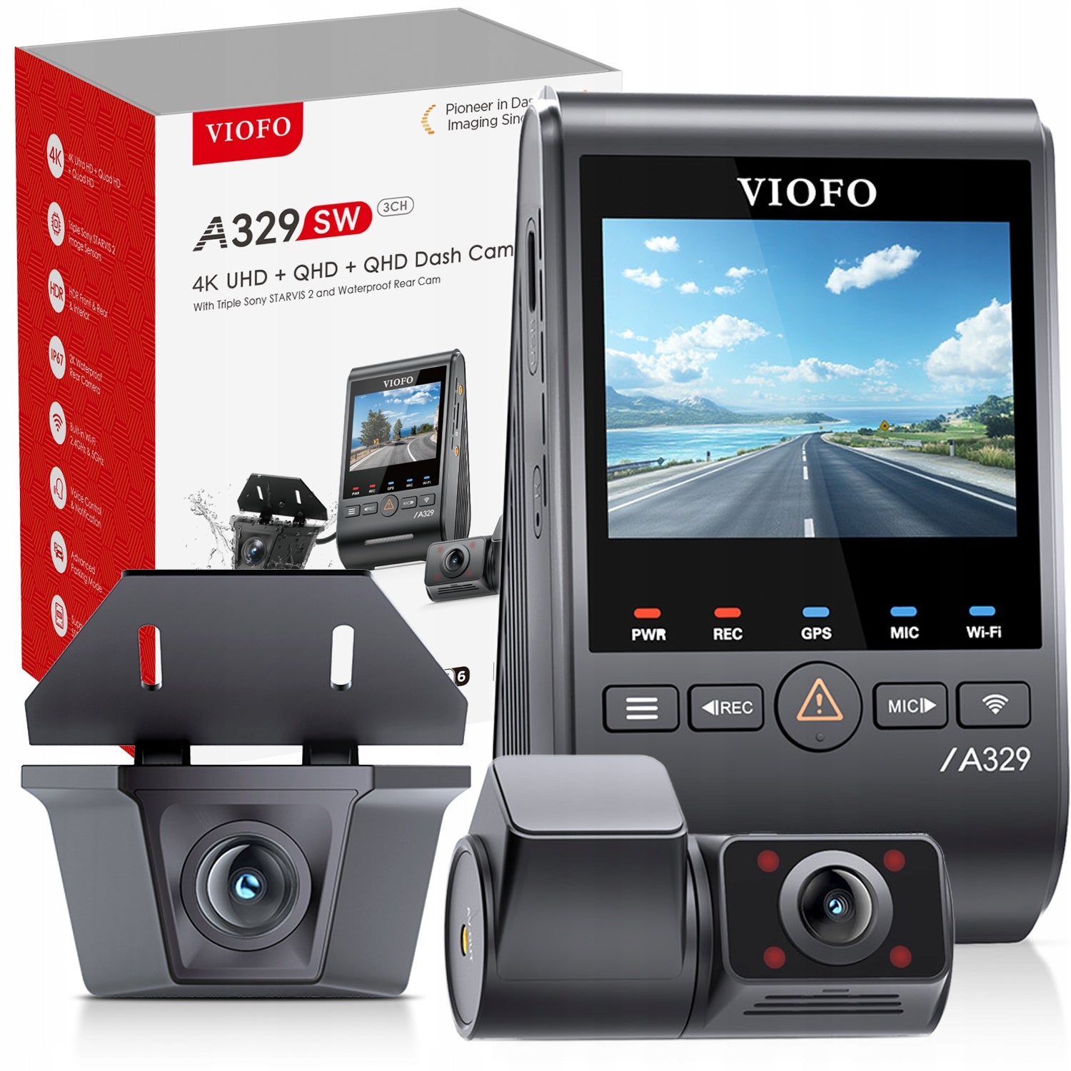 DVR CAR CAMERA VIOFO A329SW 3CH 4K HDR GPS WIFI ACCESSORIES Packaging status original