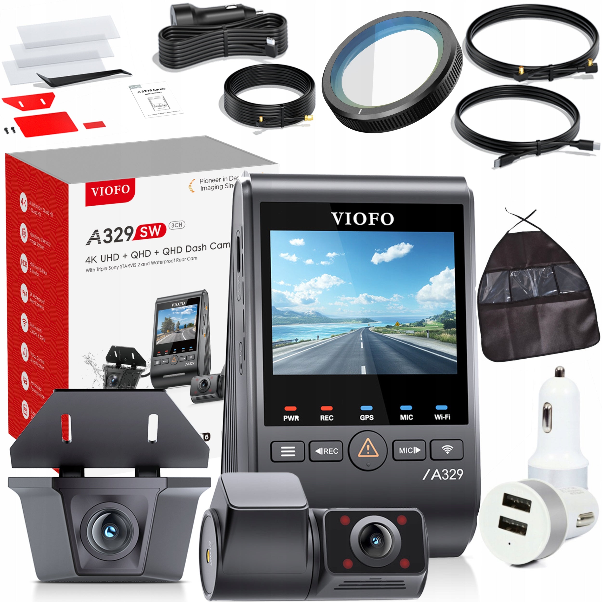 DVR CAR CAMERA VIOFO A329SW 3CH 4K HDR GPS WIFI ACCESSORIES