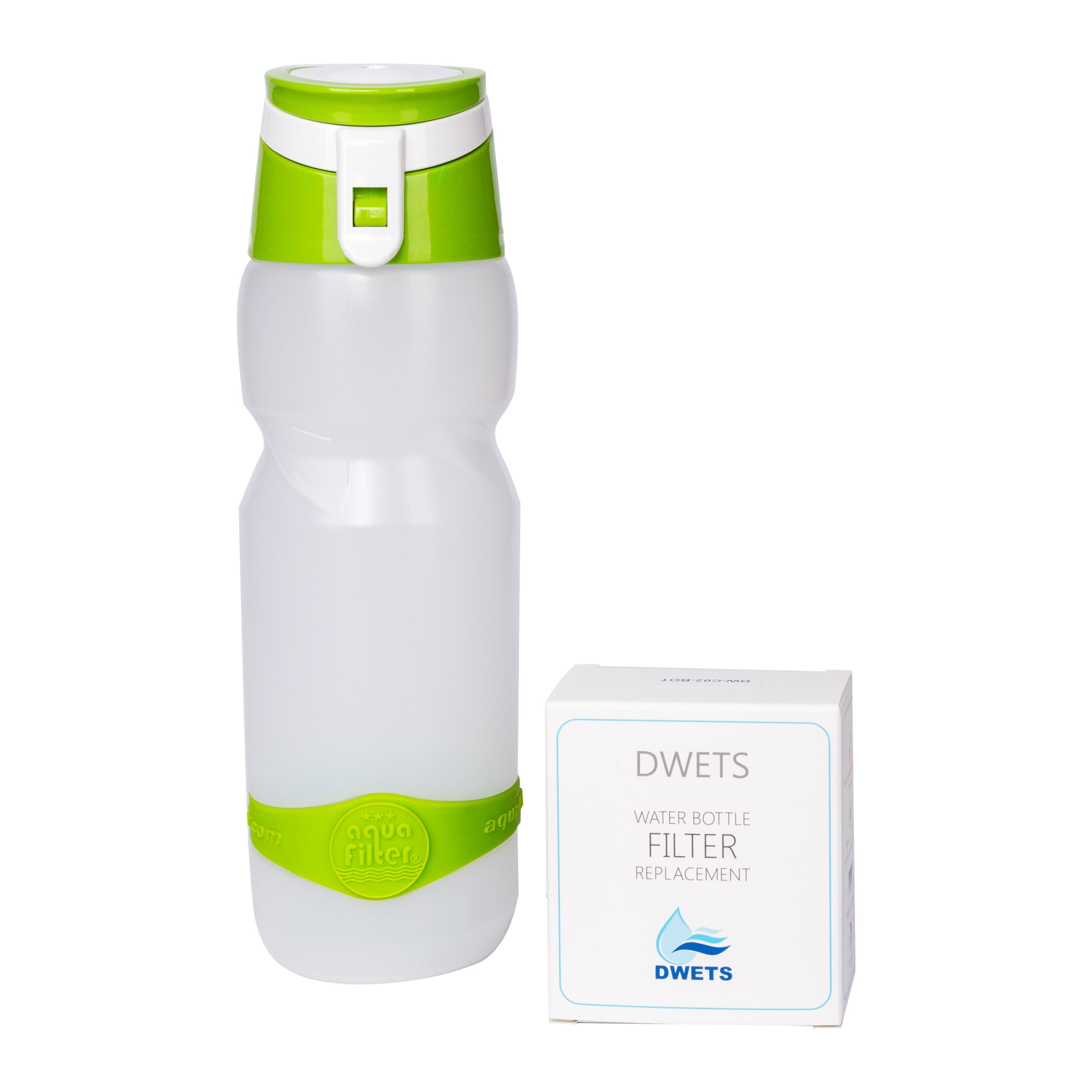 DWETS green filter bottle for drinking water Aquafilter DW-BG