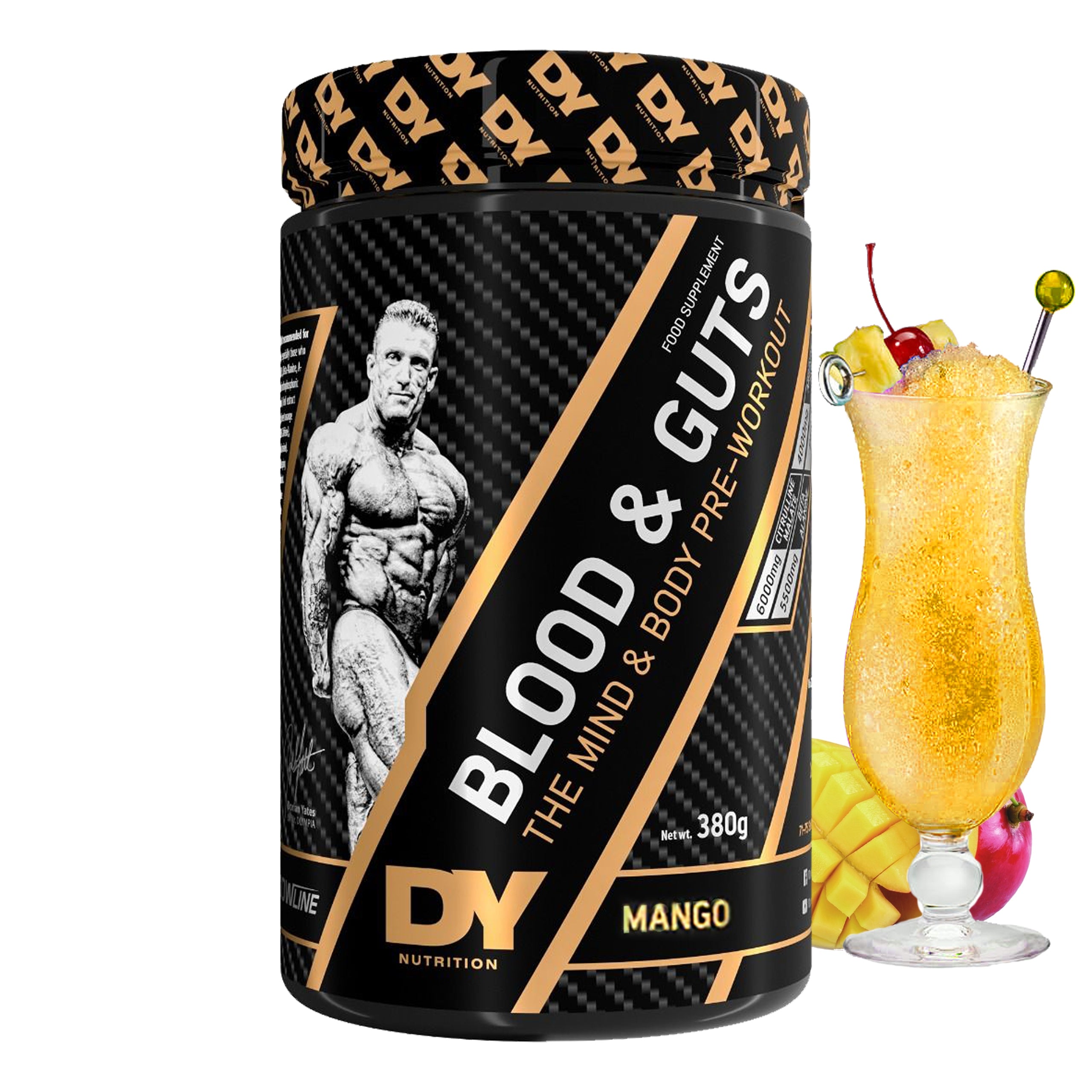 DY Dorian Yates BLOOD & GUTS 380g Stimulation Pump Strength Mango Strength Packaging status original