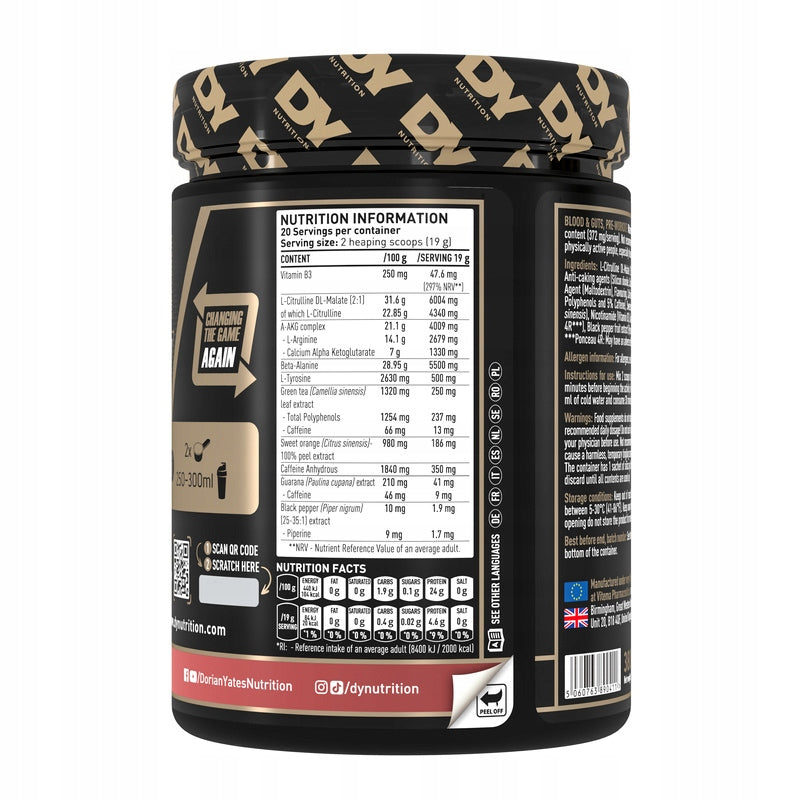 DY Dorian Yates BLOOD & GUTS 380g Stimulation Pump Strength Watermelon Strength Expiration date not specified