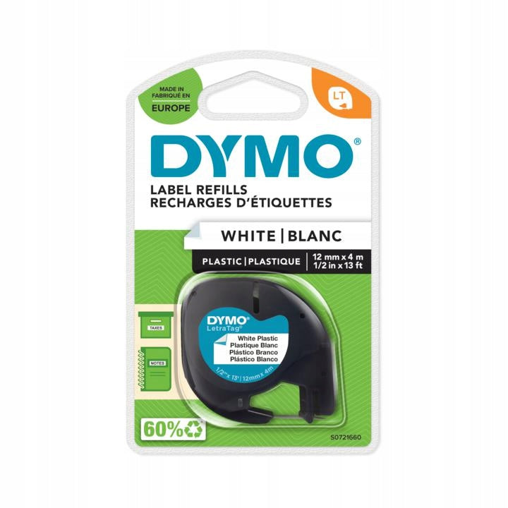 DYMO LT LetraTag plastic 12mm 4m white x2 Manufacturer Dymo