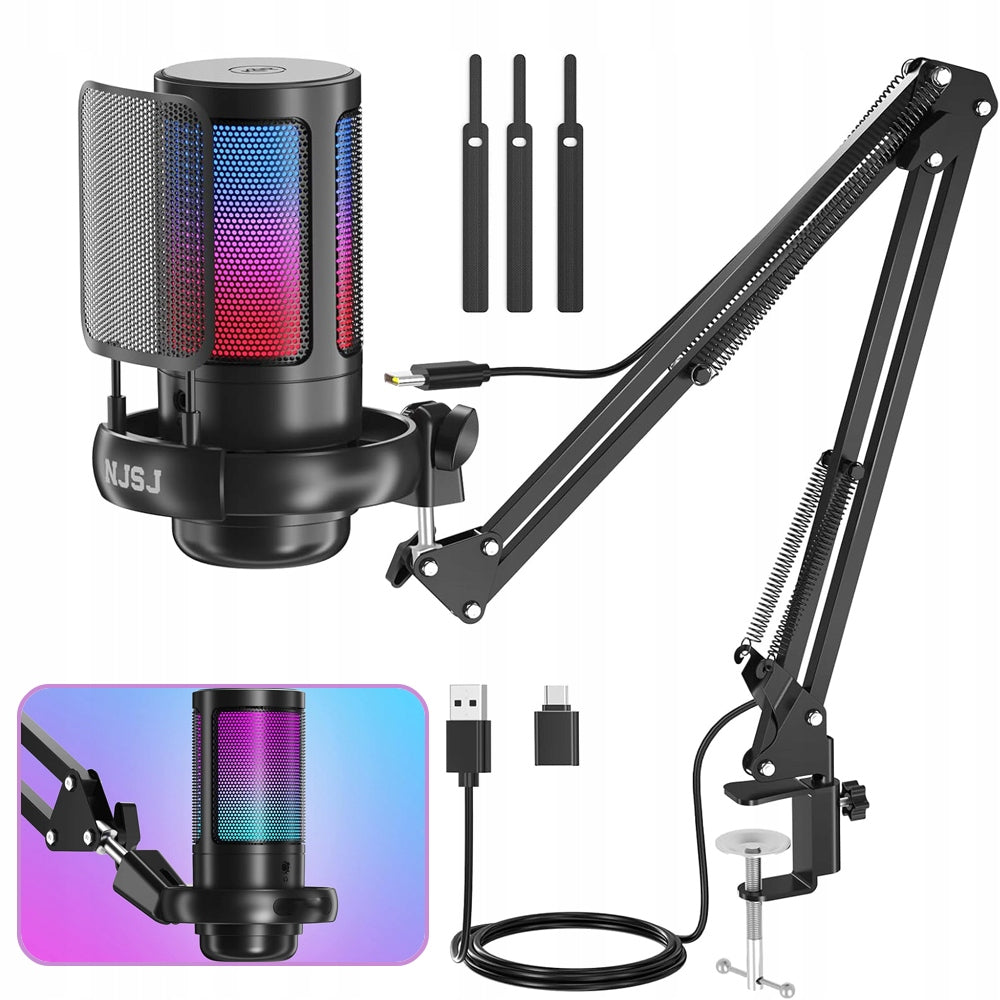 DYNAMIC RGB GAMING MICROPHONE, USB MICROPHONE FOR STREAMING