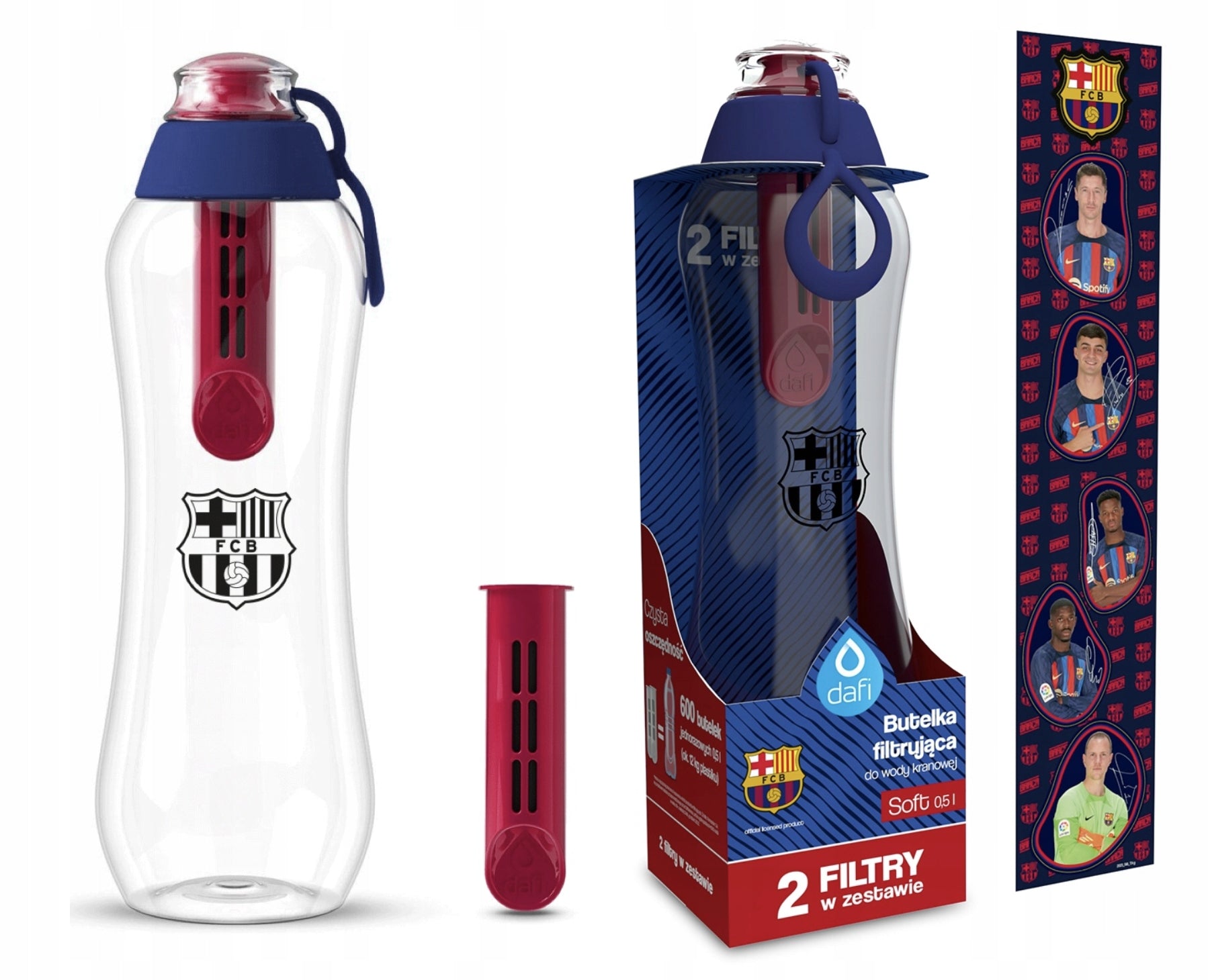 Dafi 0,5l SOFT FC Barcelona Barca Filter Water Bottle with 2 Filters