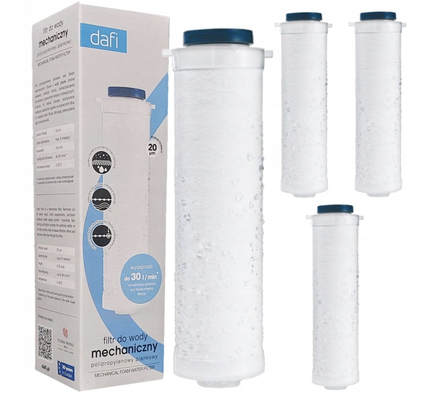 Dafi Flow-through water filter polypropylene 20 µm - 4 pcs. Manufacturer code POZ00894